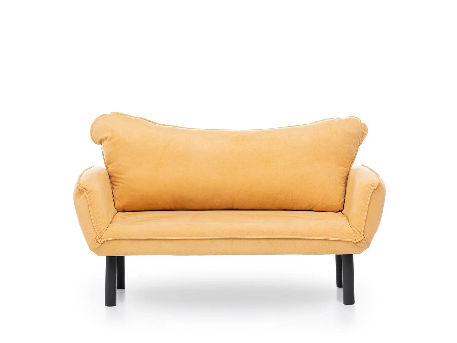 Canapé-lit 2 places Hone, coffre de rangement, 140x65 cm jaune, inclinable, ouverture click-clack