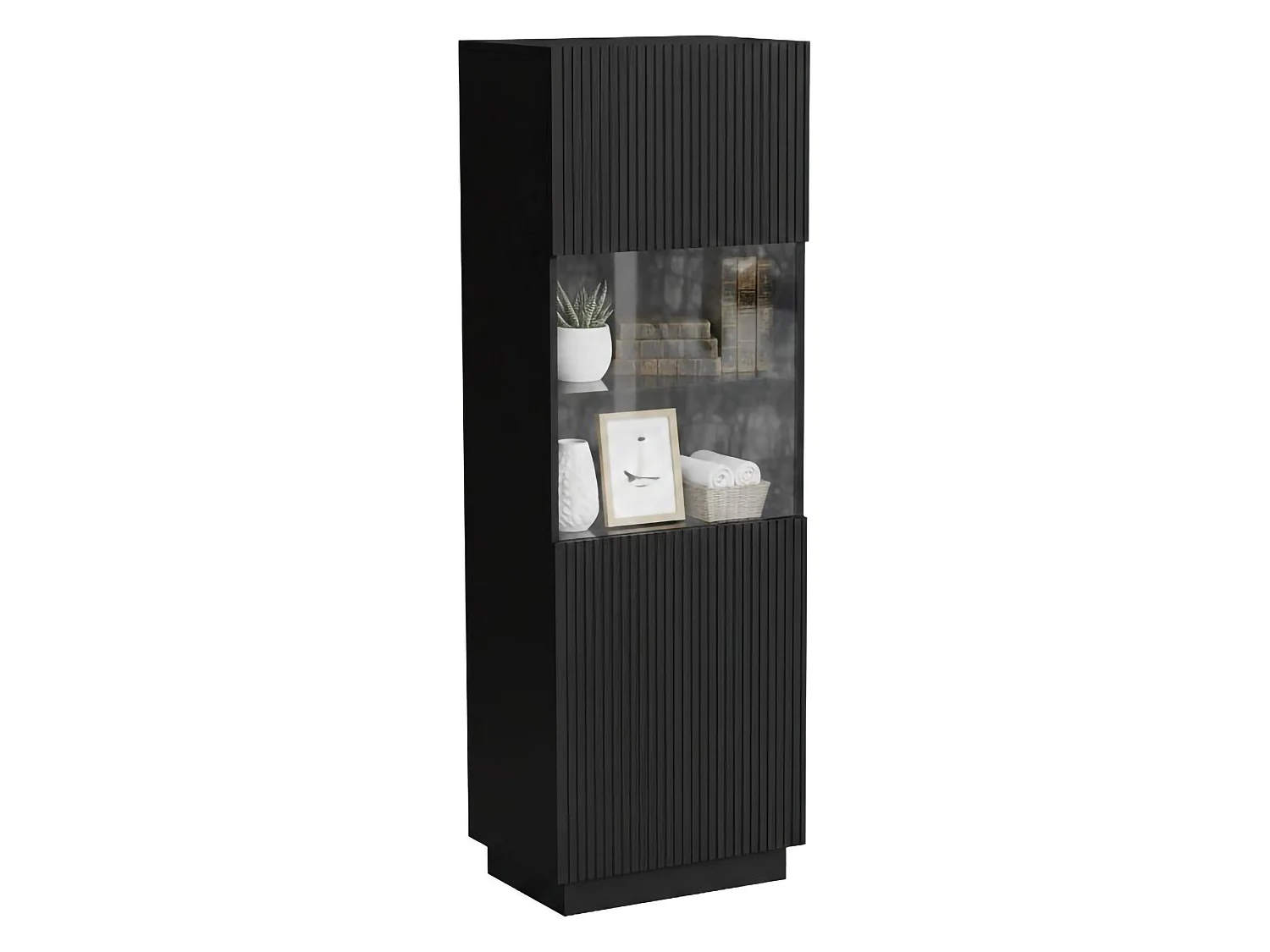 Vitrine Mealhada, 4 étagères, 40x59.5x178h cm Noir, Armoire d'exposition