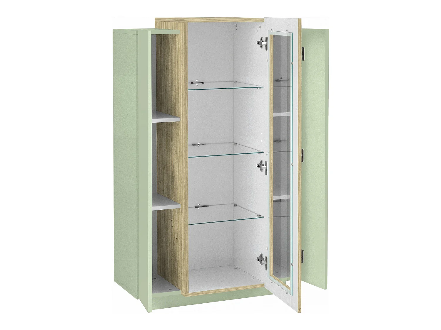 Vitrine Severino, 7 Regale Made in Italy, 80x38x121h cm Grün, Ausstellungsstück, 3 Türen, 10 Fächer
