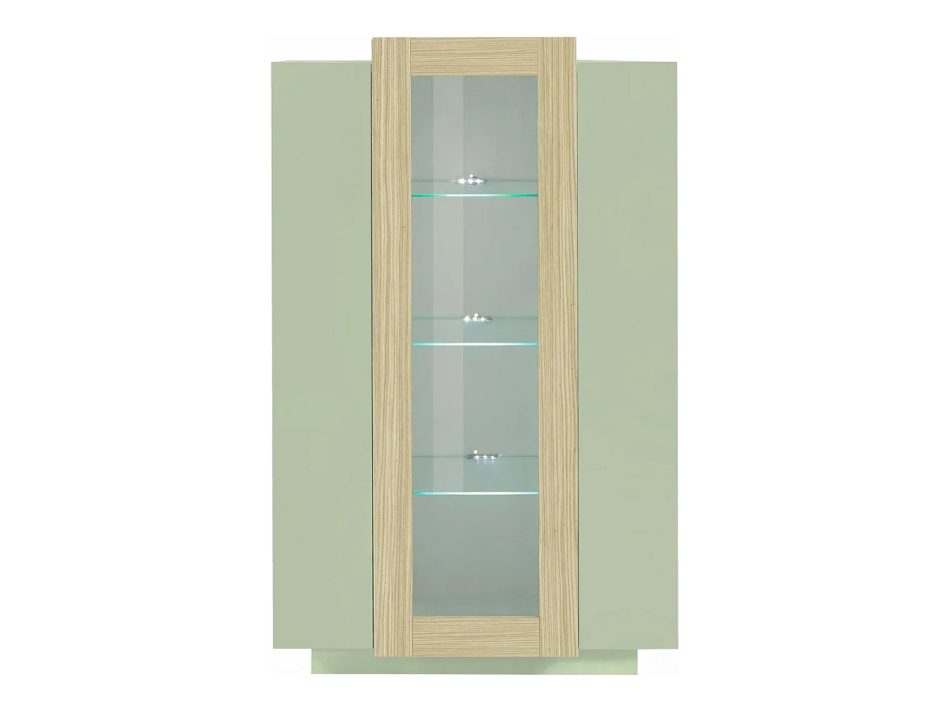 Vitrine Severino, 7 Regale Made in Italy, 80x38x121h cm Grün, Ausstellungsstück, 3 Türen, 10 Fächer