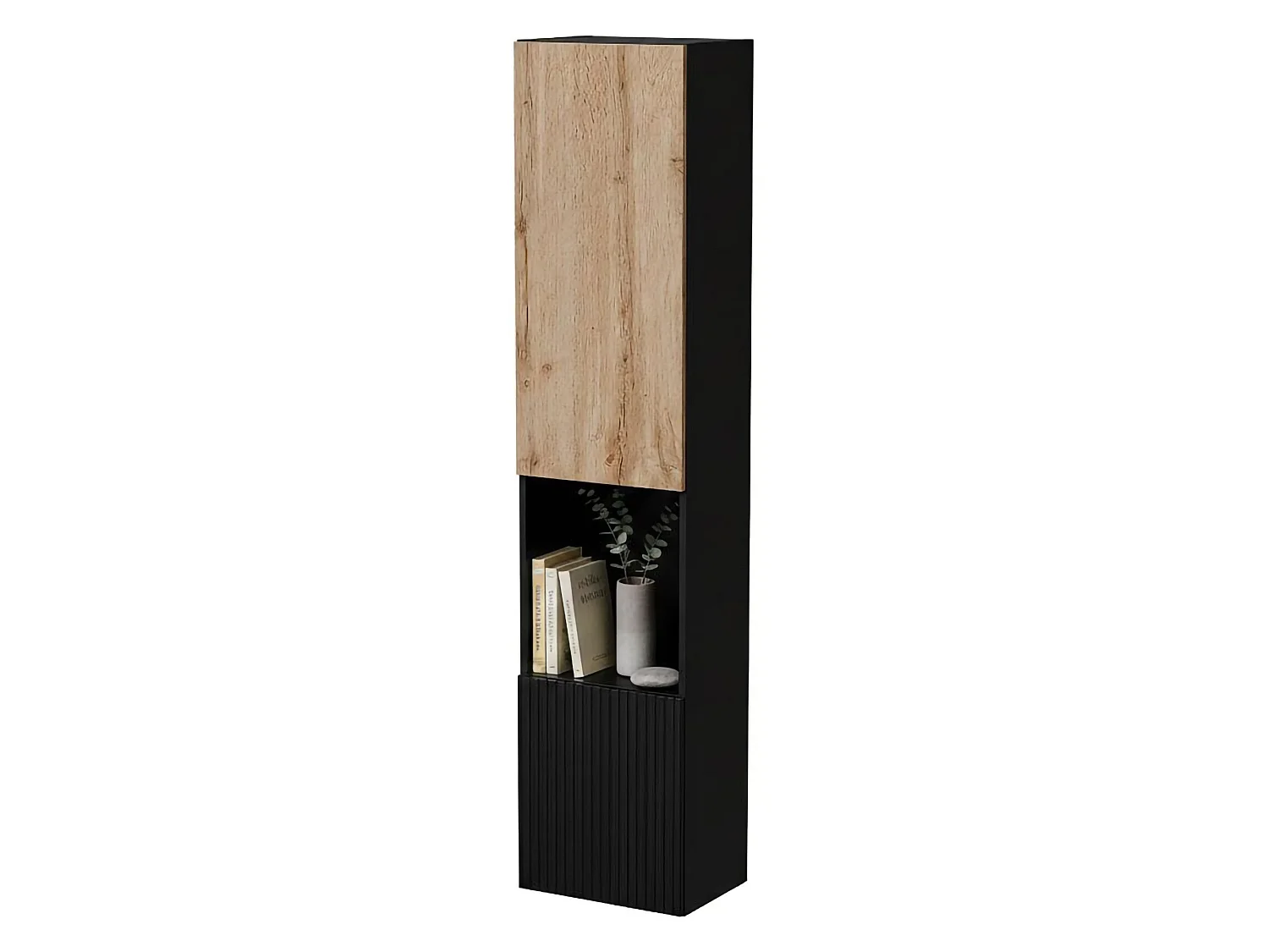 Vitrine Azere, 4 Étagères, 29,8x39,9x180h cm Gris Anthracite, Meuble Exposition