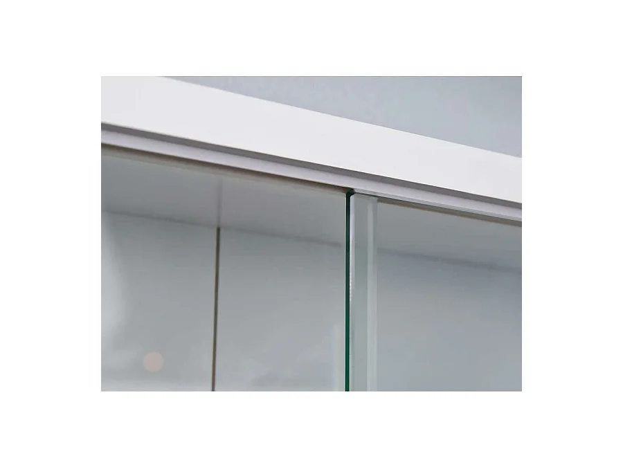 Vetrina Oulx, 4 Ripiani, 60x80x10h cm Bianco, Mobile Espositore, 2 Ante, 5 Vani