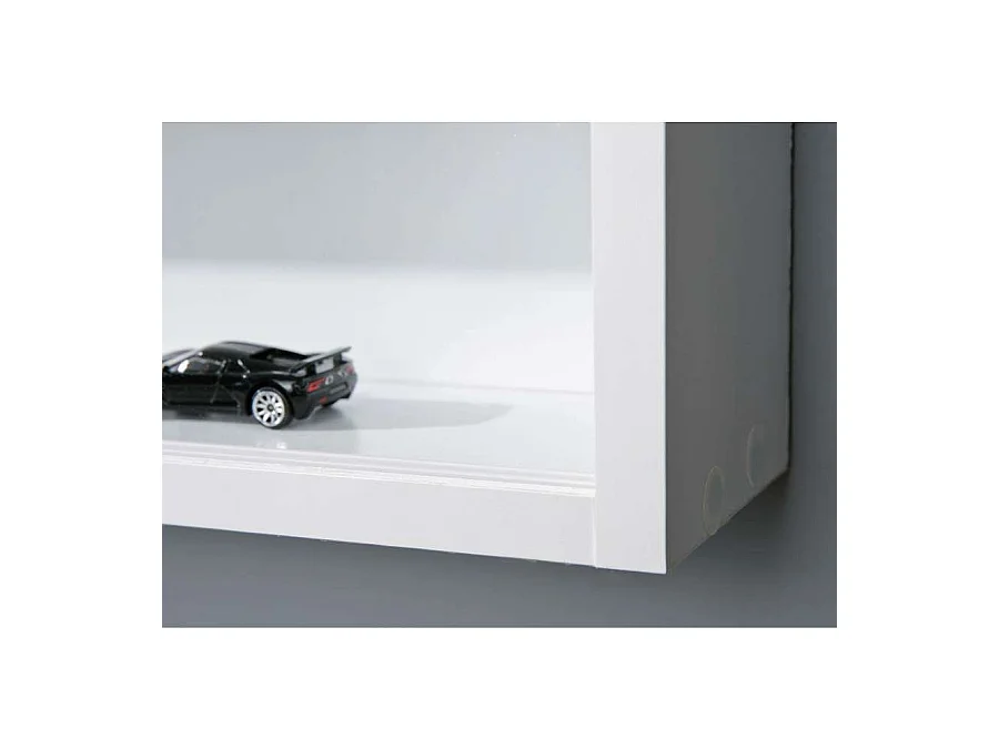 Vetrina Oulx, 4 Ripiani, 60x80x10h cm Bianco, Mobile Espositore, 2 Ante, 5 Vani