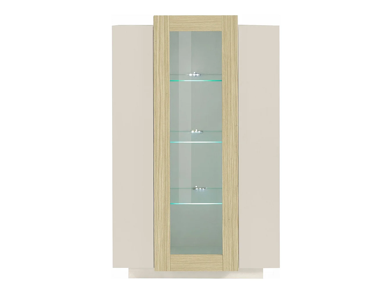 Severino Vitrine, 7 Regalböden, Made in Italy, 80x38x121h cm Beige, Ausstellmöbel, 3 Türen, 10 Fächer