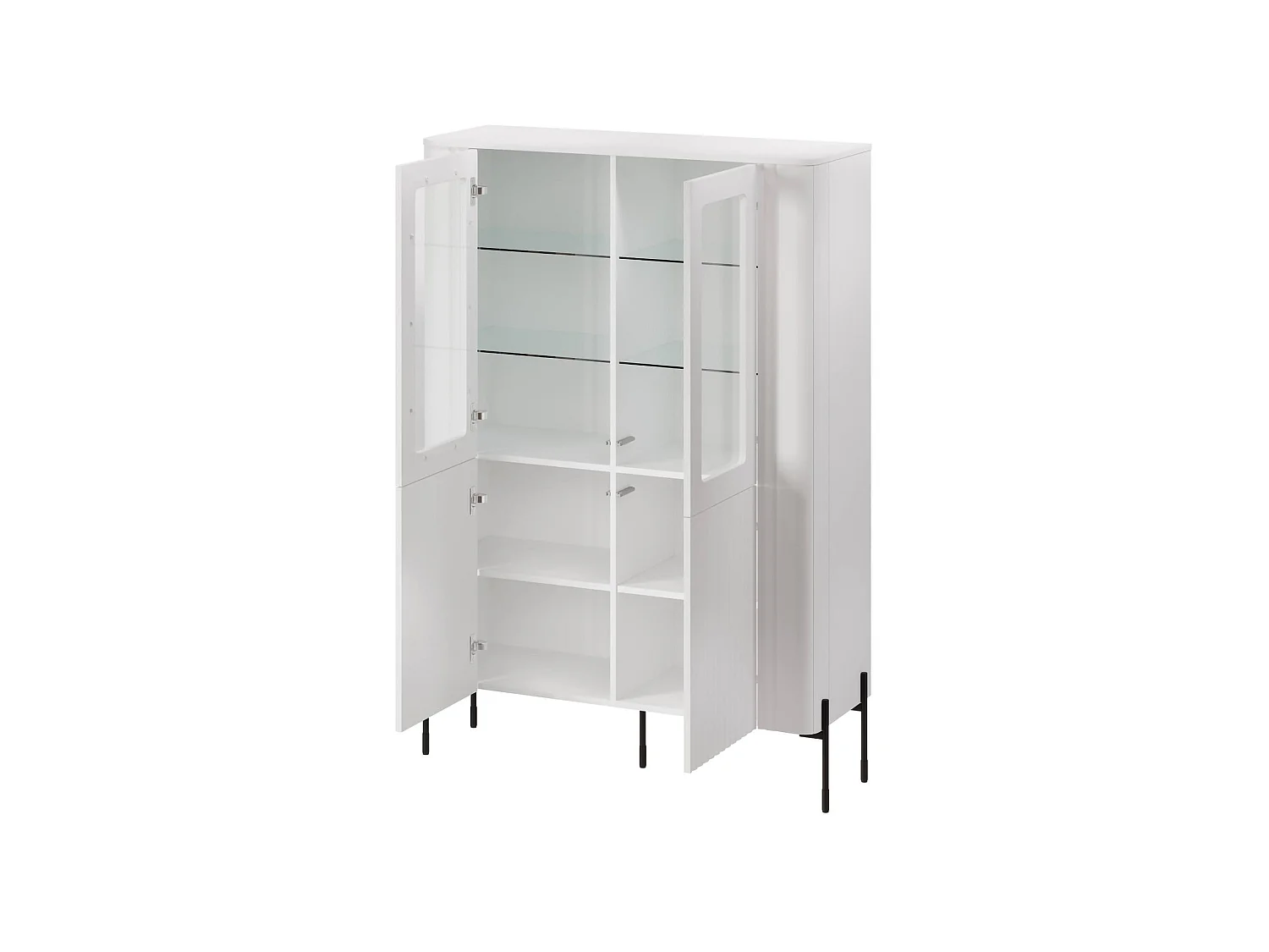 Vetrina Loures, 8 Ripiani, 39.6x110x160h cm Bianco, Mobile Espositore