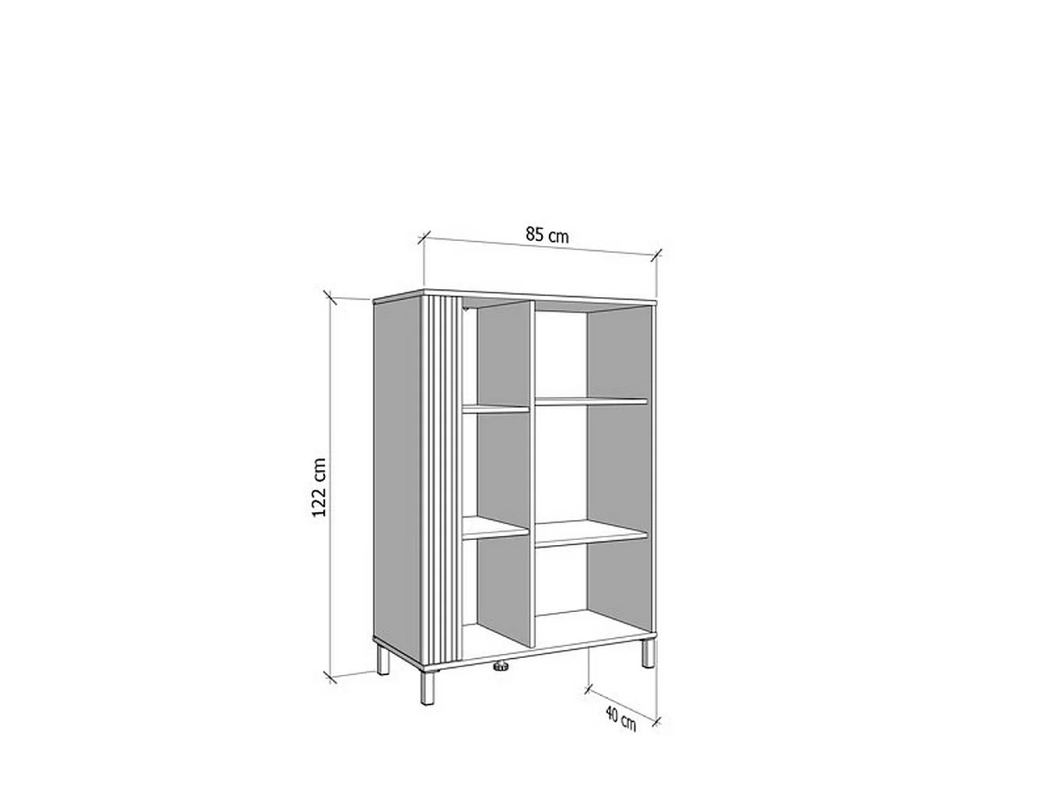 Vitrine Orune, 4 Ablagen, 85x40x122h cm, Eiche Knoten Braun, Präsentationsschrank, Drehtüröffnung, 2 Türen