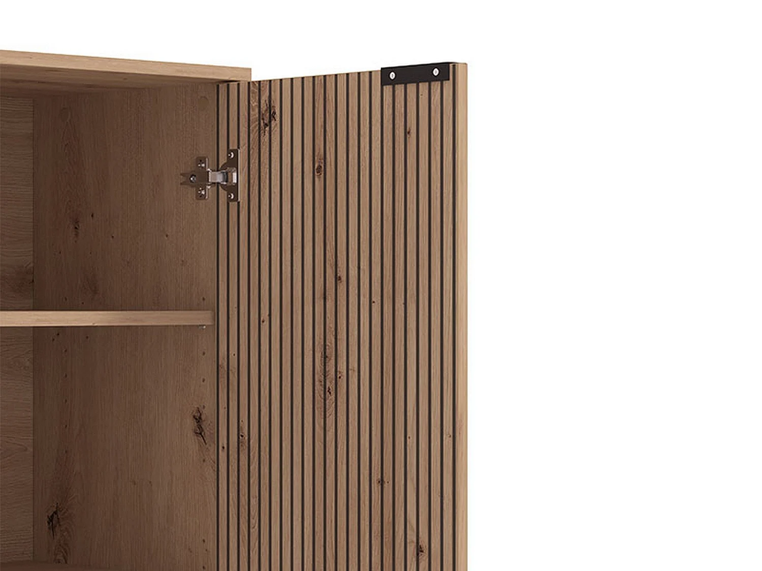 Schaukasten Elva, 5 Böden, 93x40x138h cm Eiche Braun, Ausstellermöbel, Schwingtüren, 2 Türen