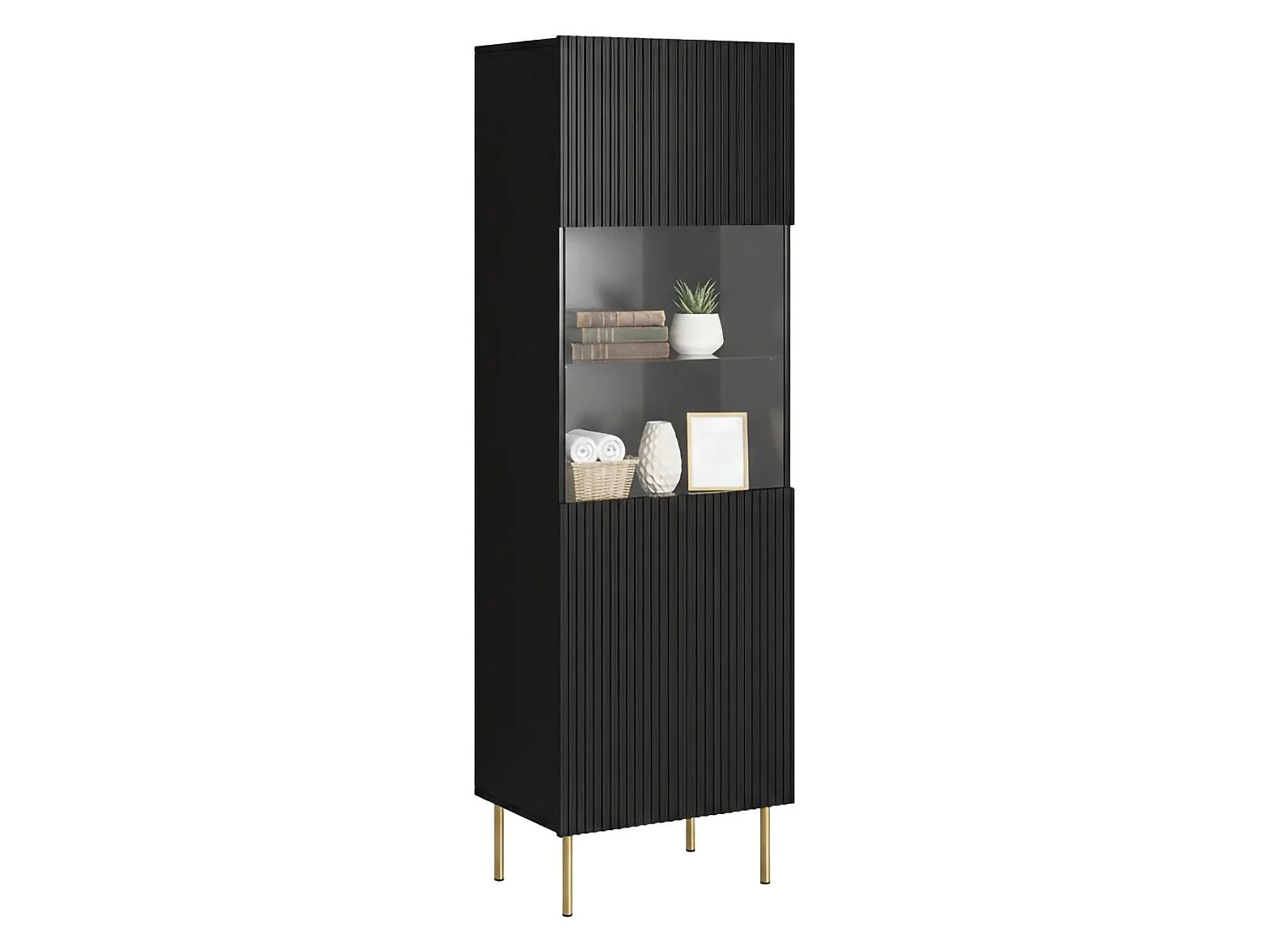 Vetrina Matosinhos, 4 Ripiani, 42x59.5x182.5h cm Nero, Mobile Espositore