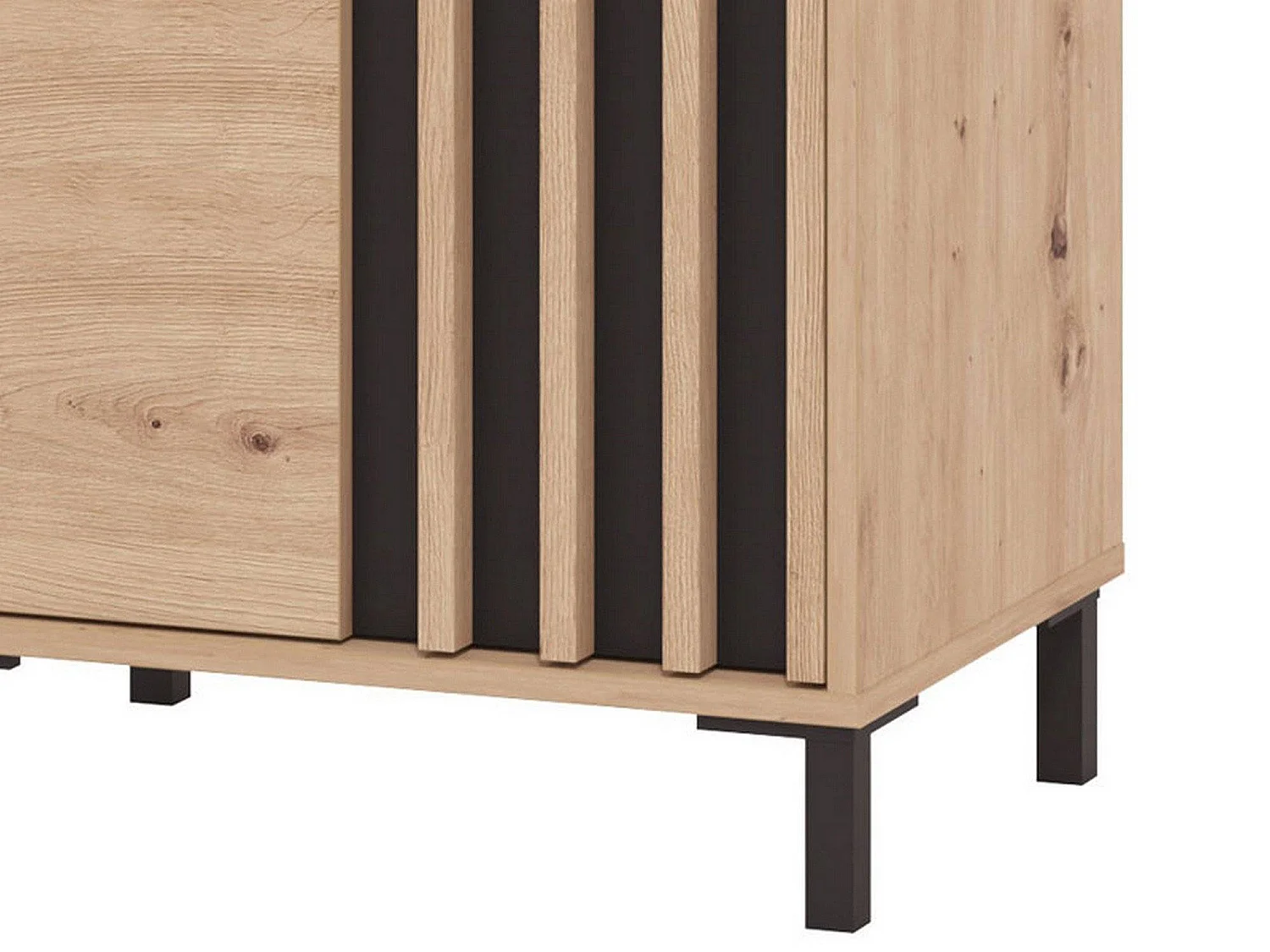 Schaukasten Senis, 4 Regale, 55x40x193h cm Eiche Braun Knoten, Vitrinenschrank, Anschlagtüren, 2 Türen