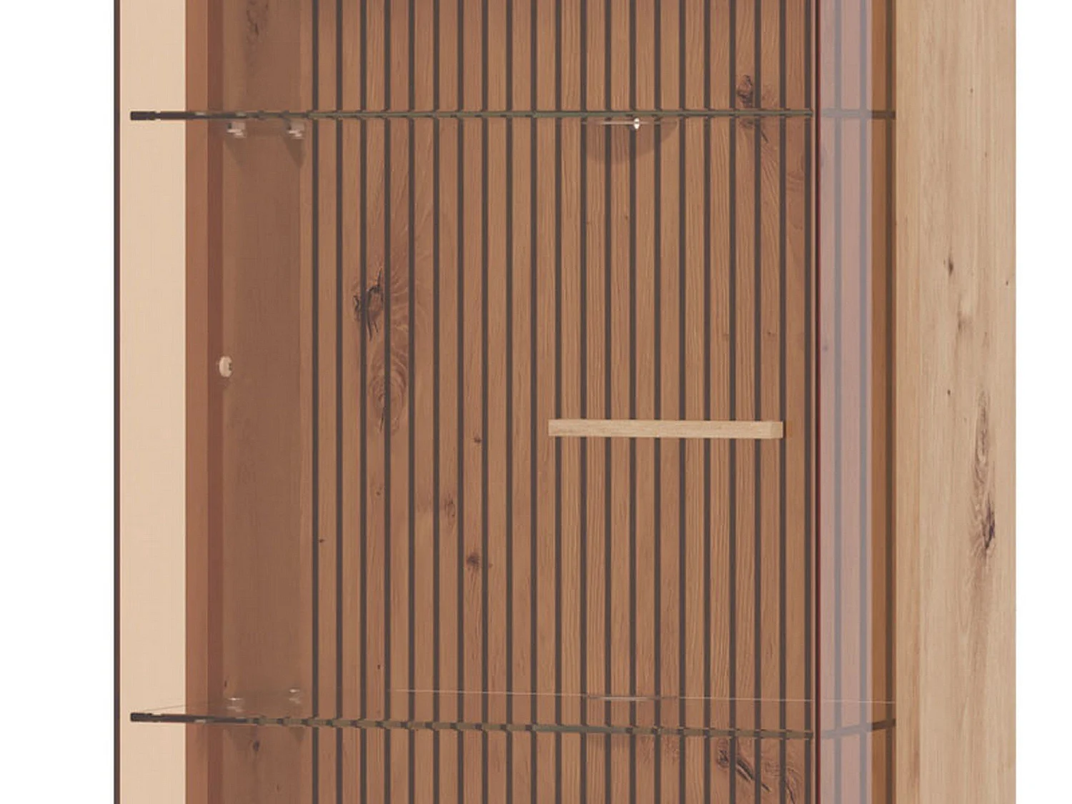 Vitrine Usseaux, 4 Einlegeböden, 52x35x192h cm Braun, Ausstellungsschrank, Drehtüröffnung, 1 Tür
