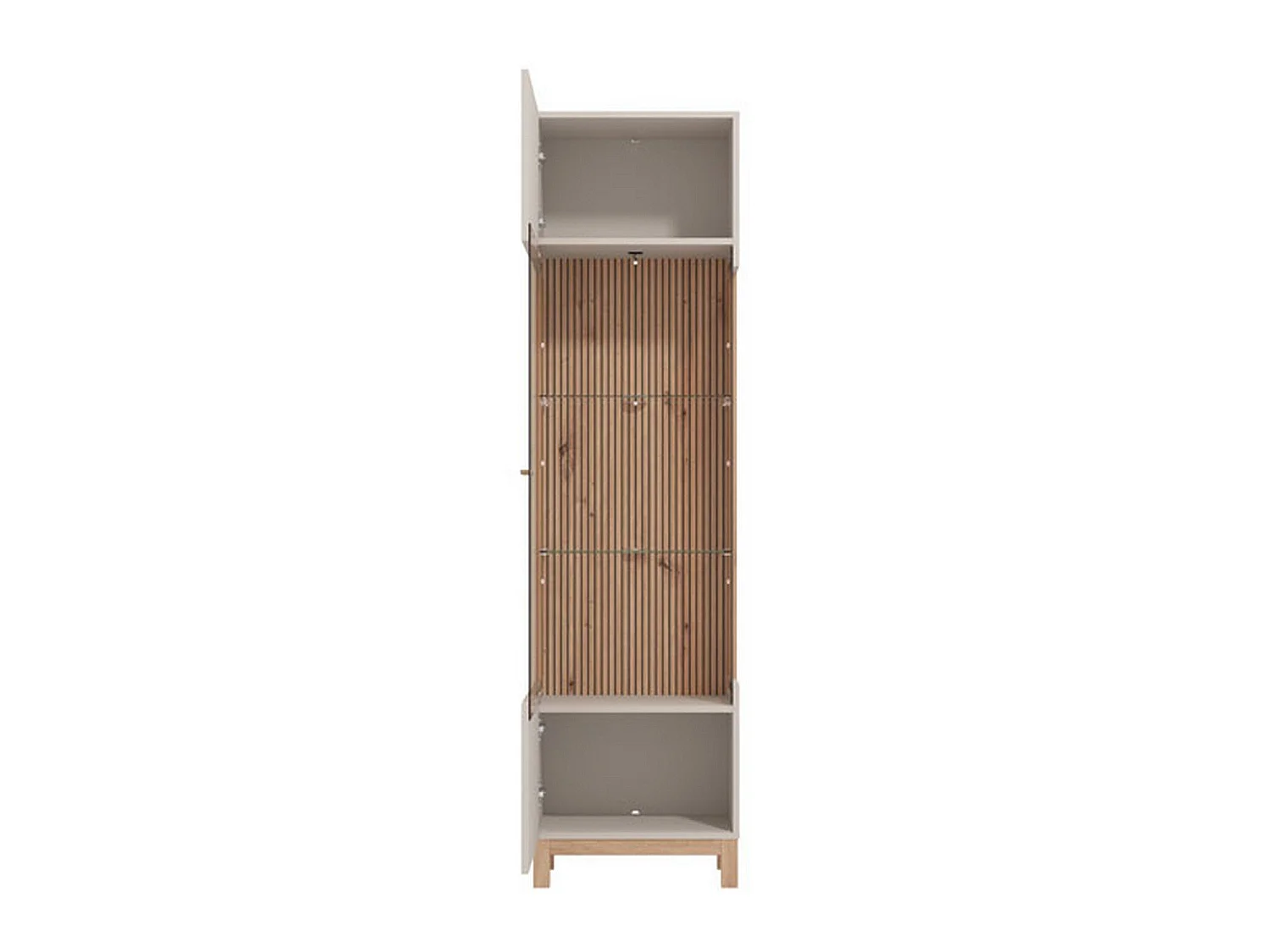 Vitrine Usseaux, 4 Einlegeböden, 52x35x192h cm Braun, Ausstellungsschrank, Drehtüröffnung, 1 Tür