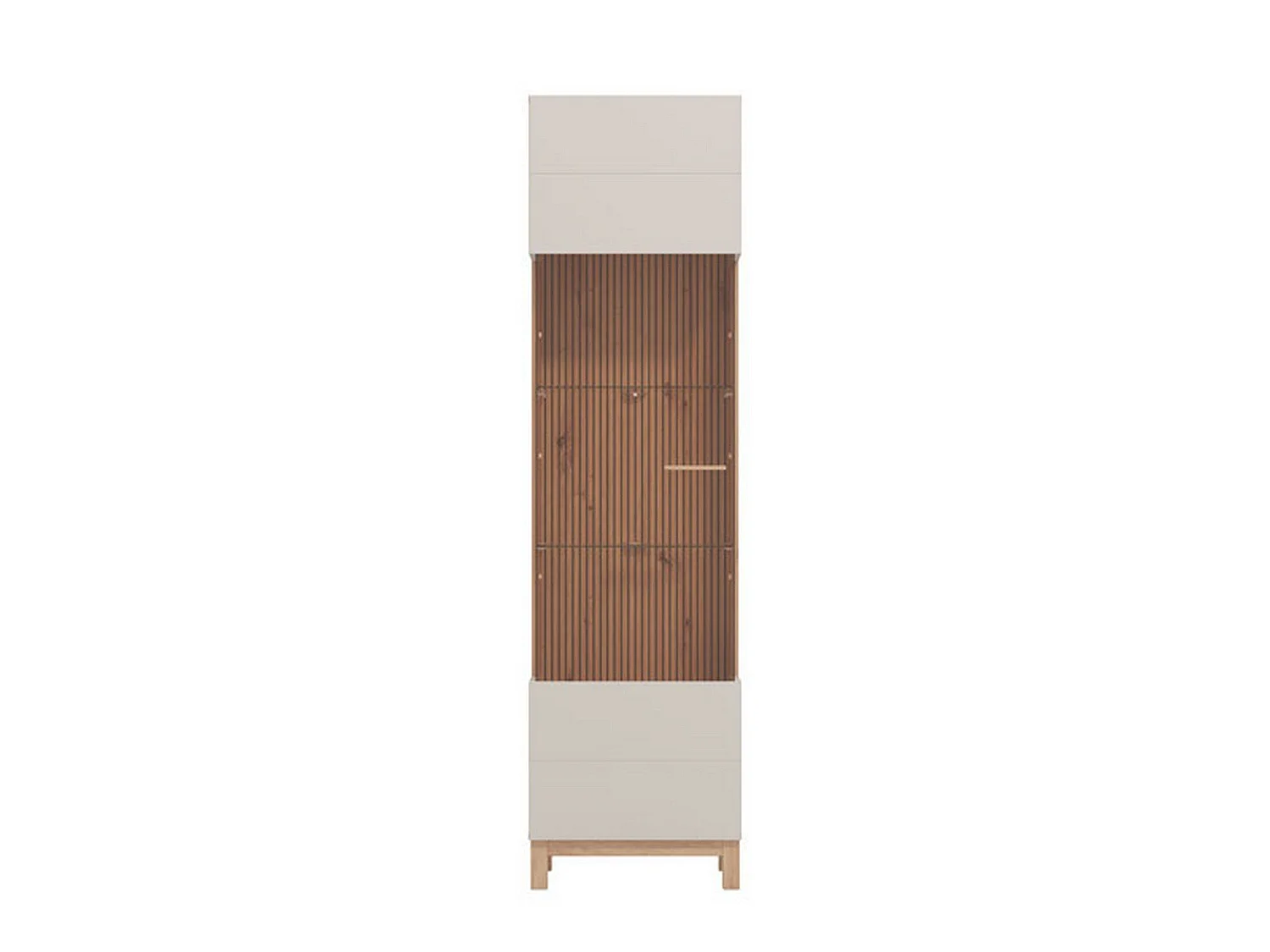 Vitrine Usseaux, 4 Einlegeböden, 52x35x192h cm Braun, Ausstellungsschrank, Drehtüröffnung, 1 Tür
