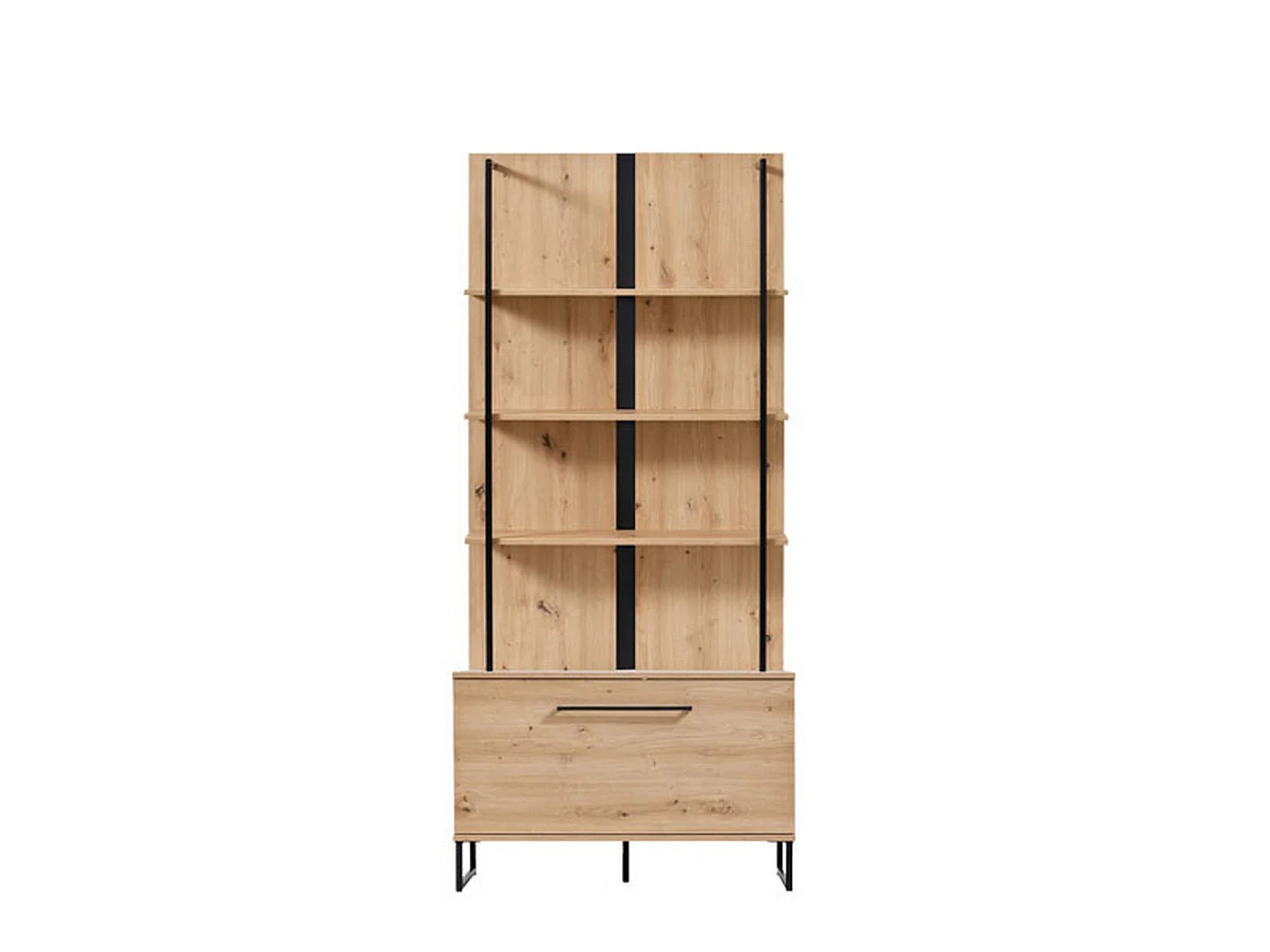 Vitrine Gargnano, 4 Regalböden, 85x42x192h cm Eichenholz Braun, Ausstellschrank, 1 Tür, 2 Fächer