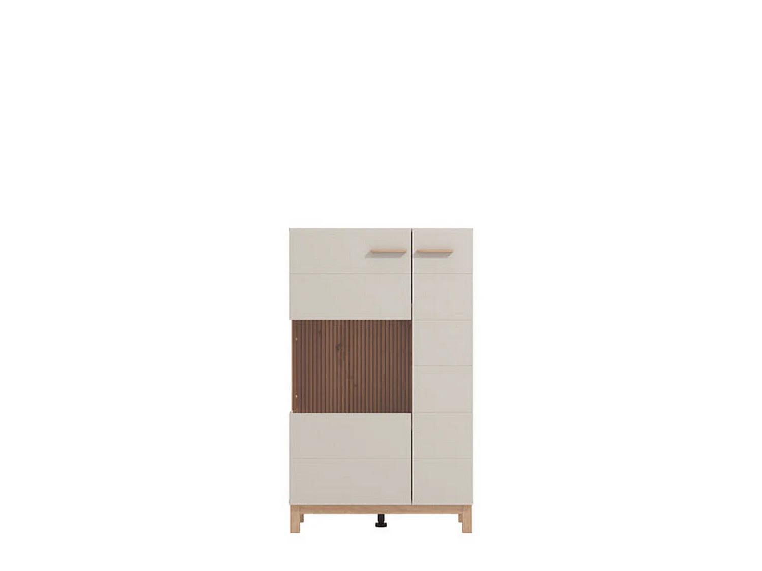 Vitrine Mezzago, 2 Ablagen, 77x35x128h cm Beige, Präsentationsschrank, Drehtüröffnung, 2 Türen