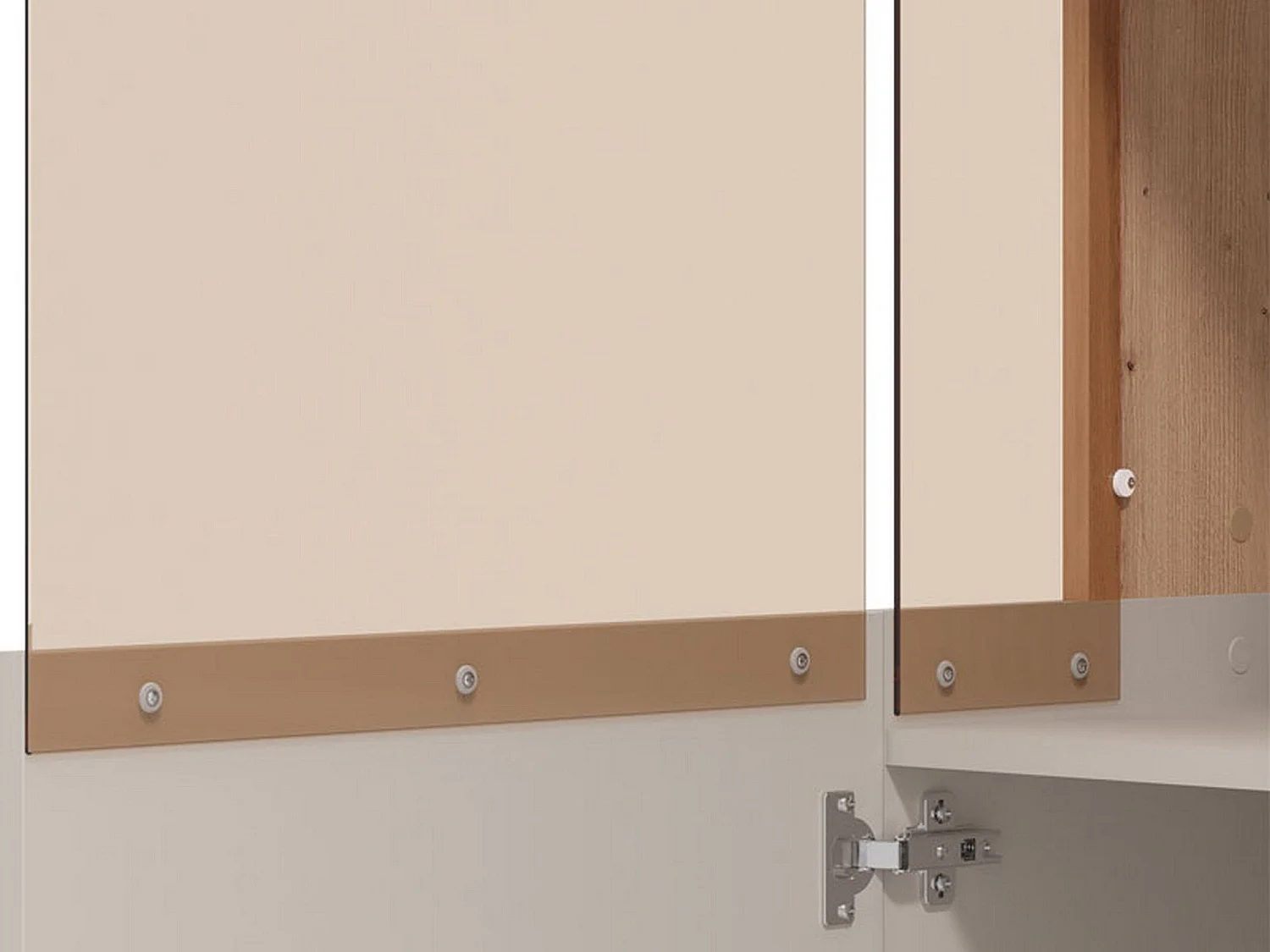 Vitrine Mezzago, 2 Ablagen, 77x35x128h cm Beige, Präsentationsschrank, Drehtüröffnung, 2 Türen