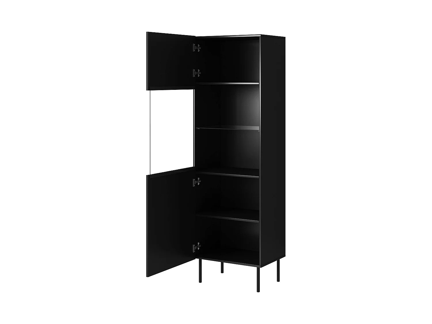 Vitrine Mangualde, 4 étagères, 42x59,5x182,5h cm Noir, Meuble d'exposition