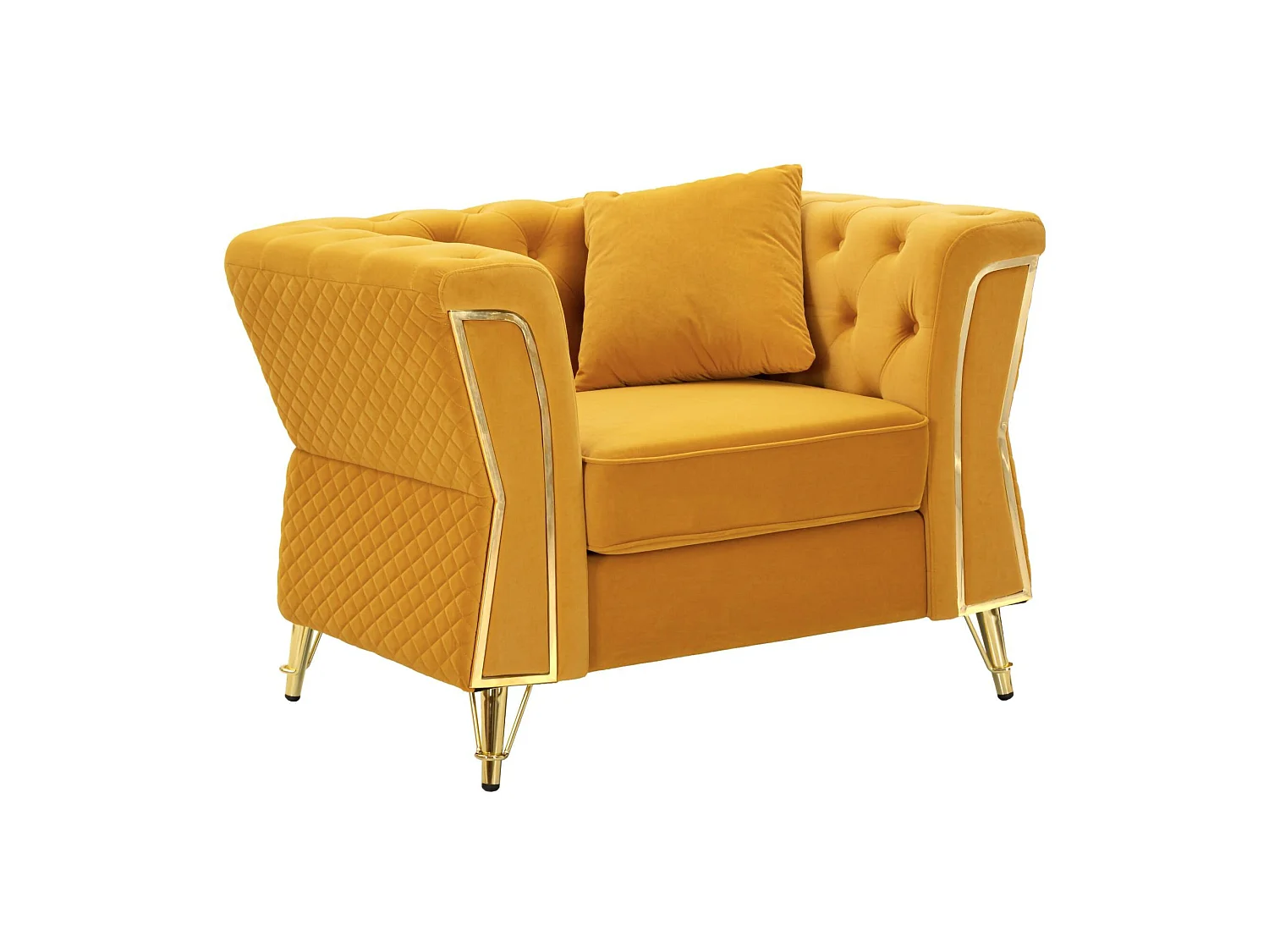 Fauteuil Mouette, accoudoirs, or ocre