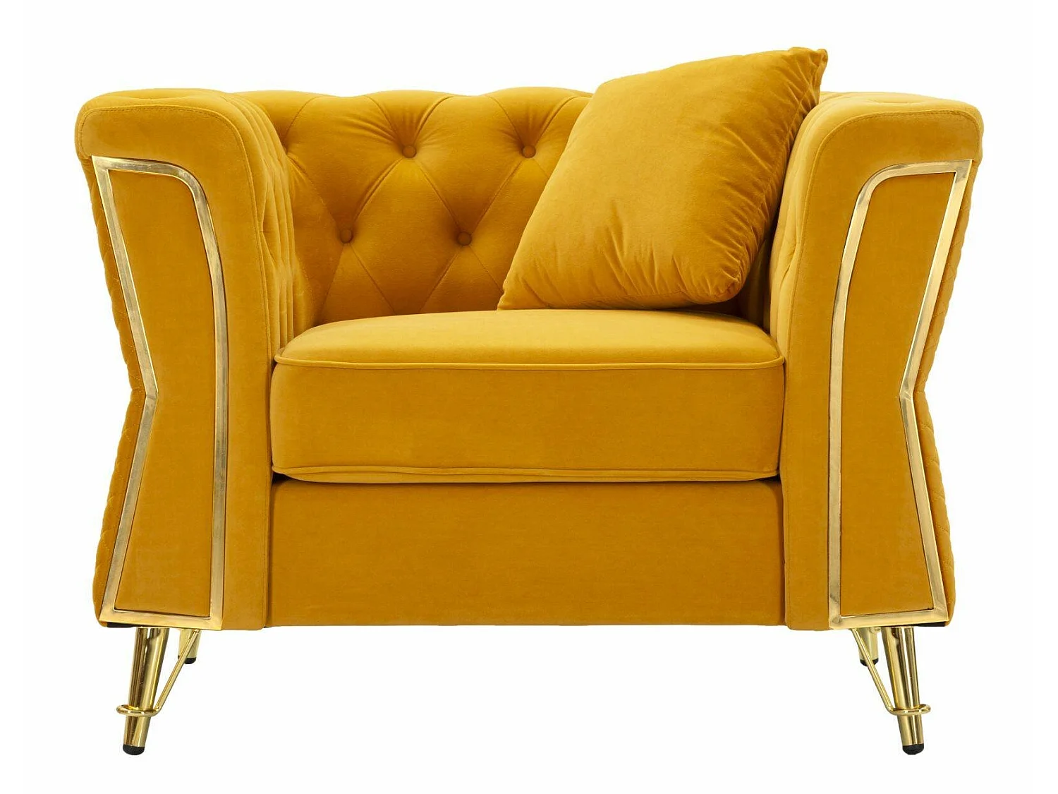 Fauteuil Mouette, accoudoirs, or ocre