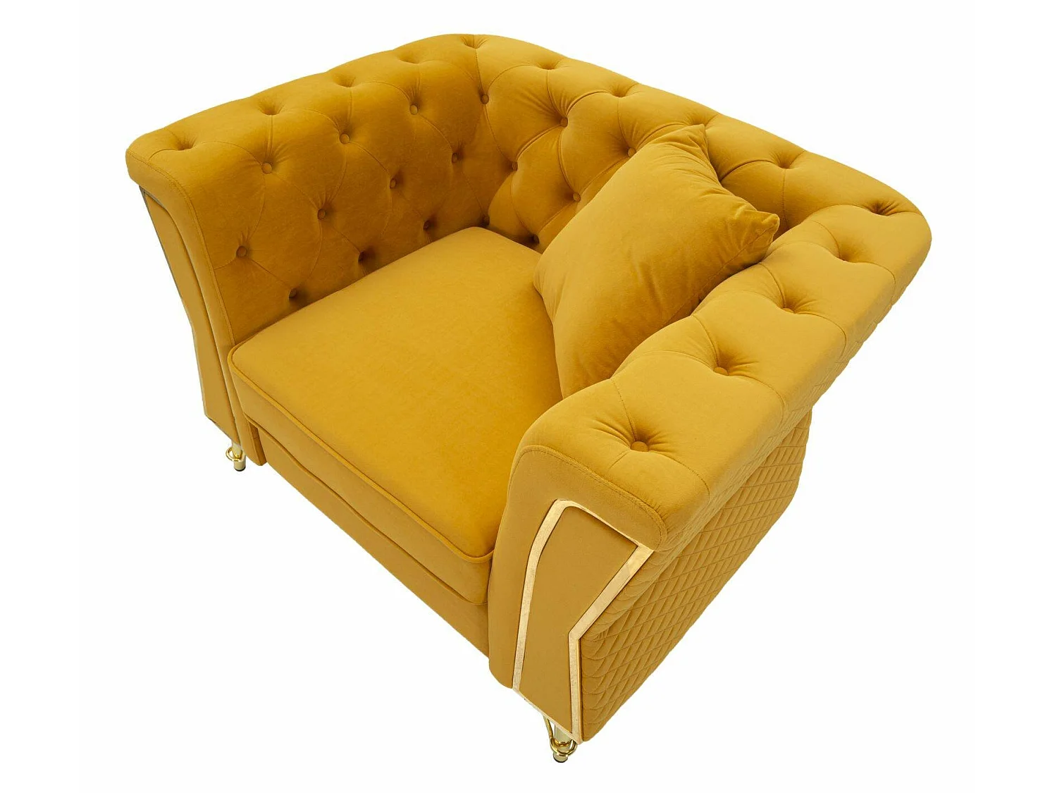 Fauteuil Mouette, accoudoirs, or ocre