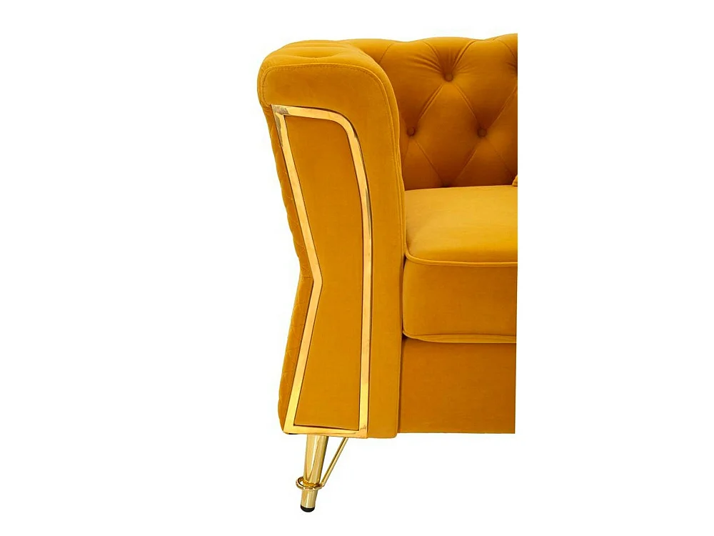 Fauteuil Mouette, accoudoirs, or ocre