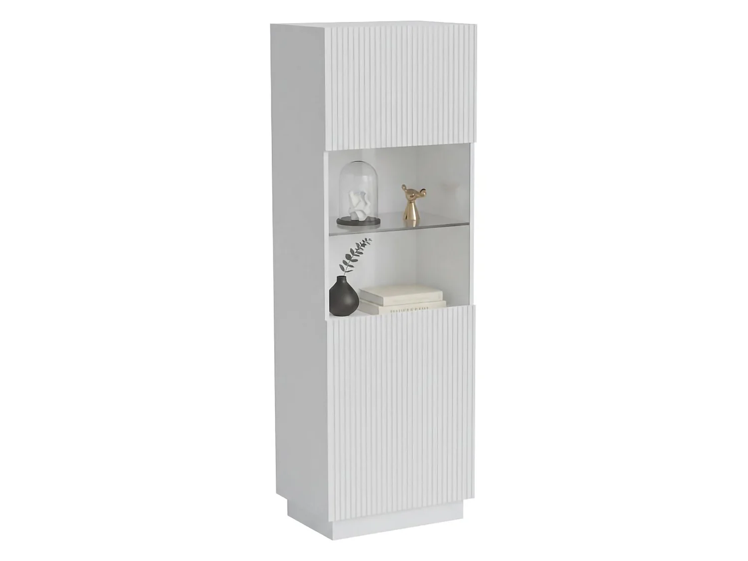 Vitrine Mealhada, 5 étagères, 40x59.5x178h cm Blanc, Meuble d'exposition