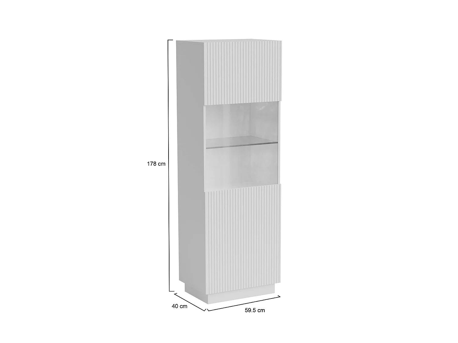 Vitrine Mealhada, 5 étagères, 40x59.5x178h cm Blanc, Meuble d'exposition