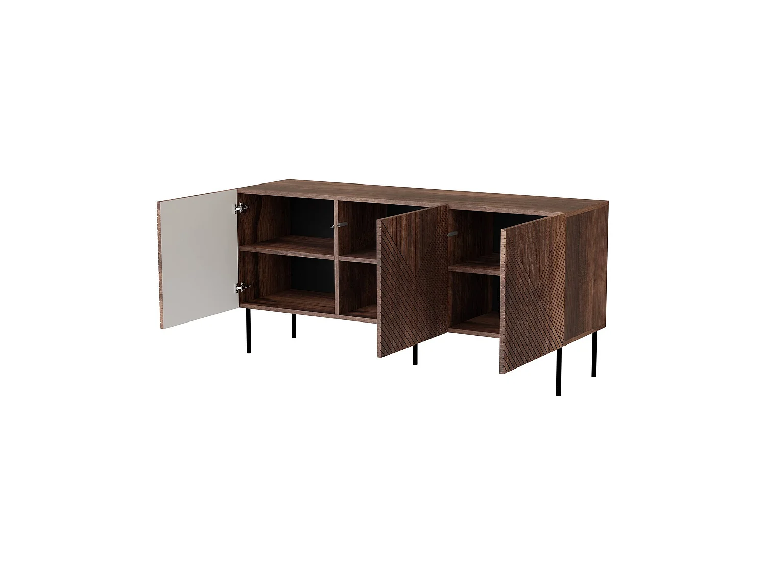 Espinho Credenza, 3 Regalböden, 40x150,5x72h cm, Nussbaum, Anrichte