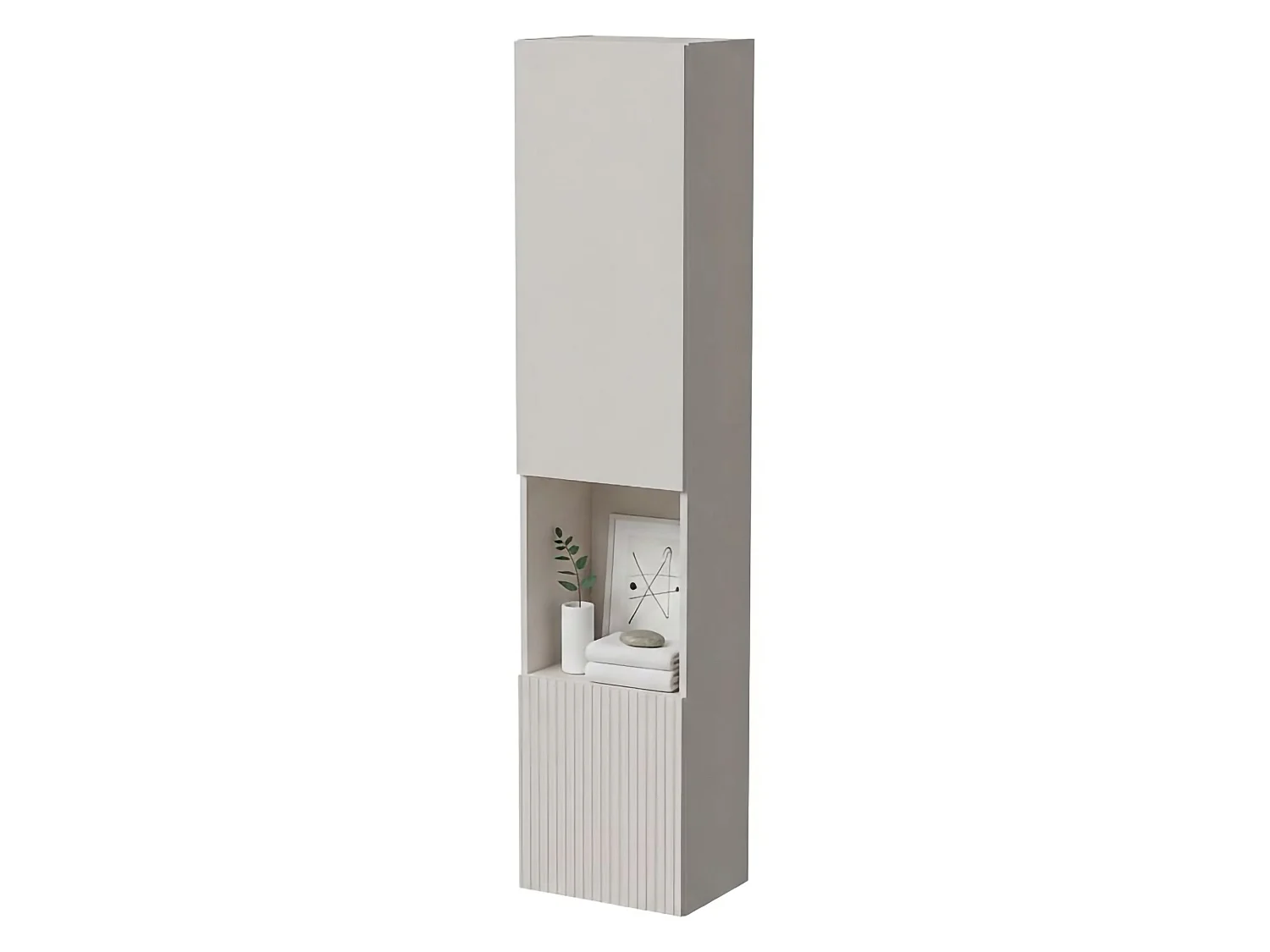 Vitrine Azere, 4 Étagères, 29,8x39,9x180h cm Beige, Meuble d'Exposition