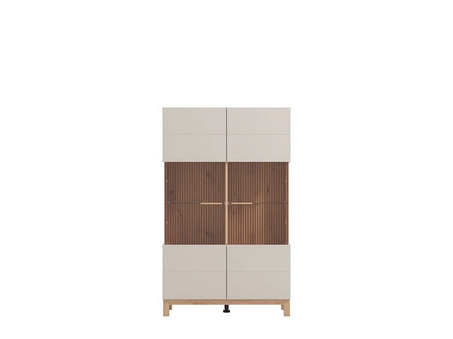 Vitrine Talla, 6 Böden, 90x35x147H cm, Beige, Ausstellschrank, Drehtüröffnung, 2 Türen