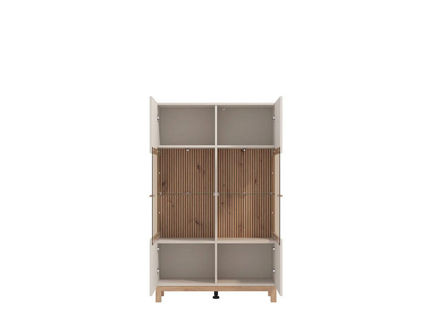 Vitrine Talla, 6 Böden, 90x35x147H cm, Beige, Ausstellschrank, Drehtüröffnung, 2 Türen
