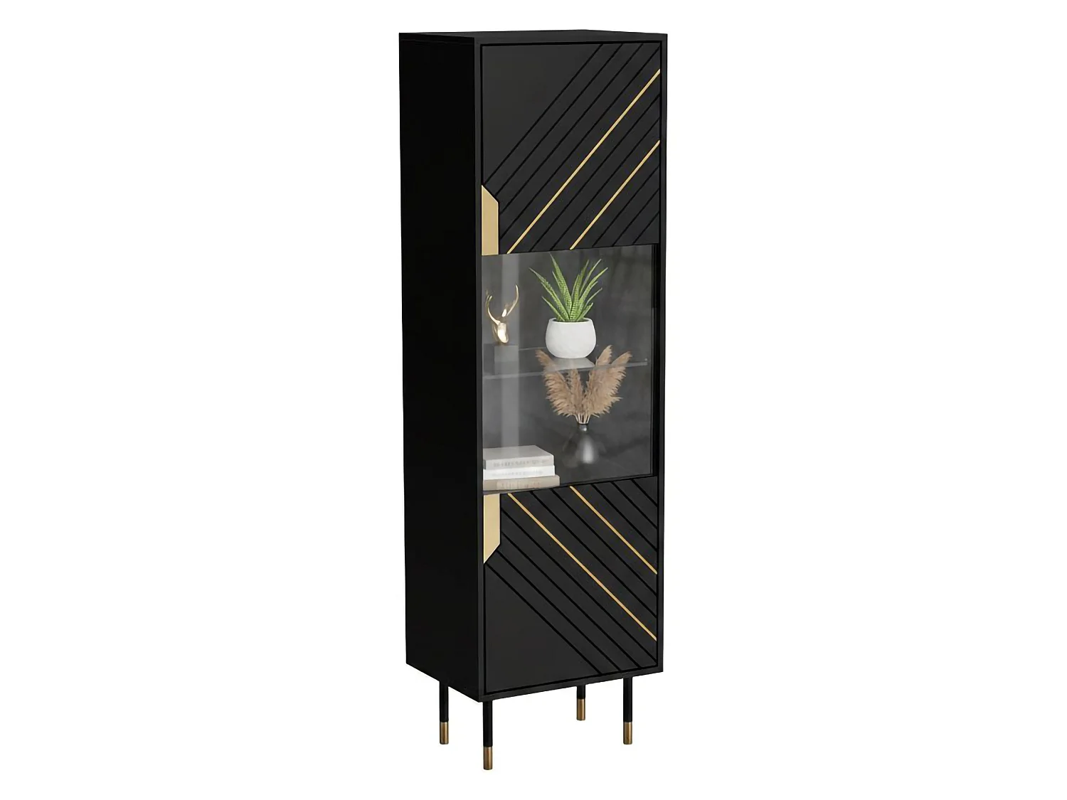Vetrina Mamede, 4 Ripiani, 40x54x180h cm Nero, Mobile Espositore