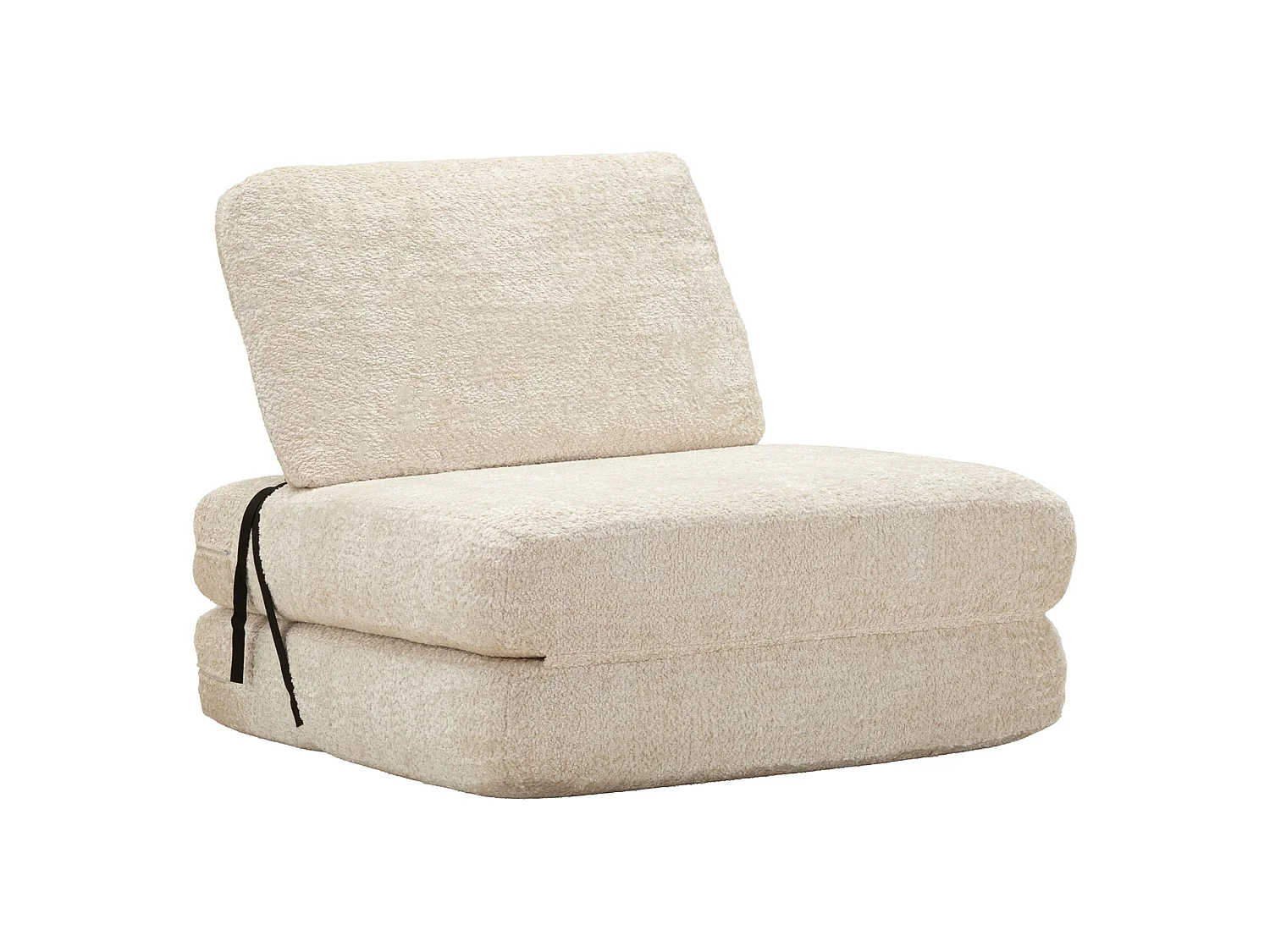 Poltrona Abyane, Reclinabile, 31x31x97h cm Bianco, Poltroncina, Trasformabile in Letto, Rivestimento in Tessuto Bouclè, Materiale Struttura in Tessuto