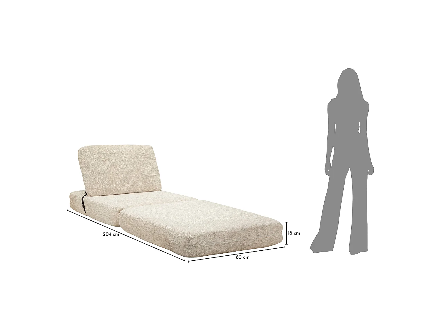 Poltrona Abyane, Reclinabile, 31x31x97h cm Bianco, Poltroncina, Trasformabile in Letto, Rivestimento in Tessuto Bouclè, Materiale Struttura in Tessuto