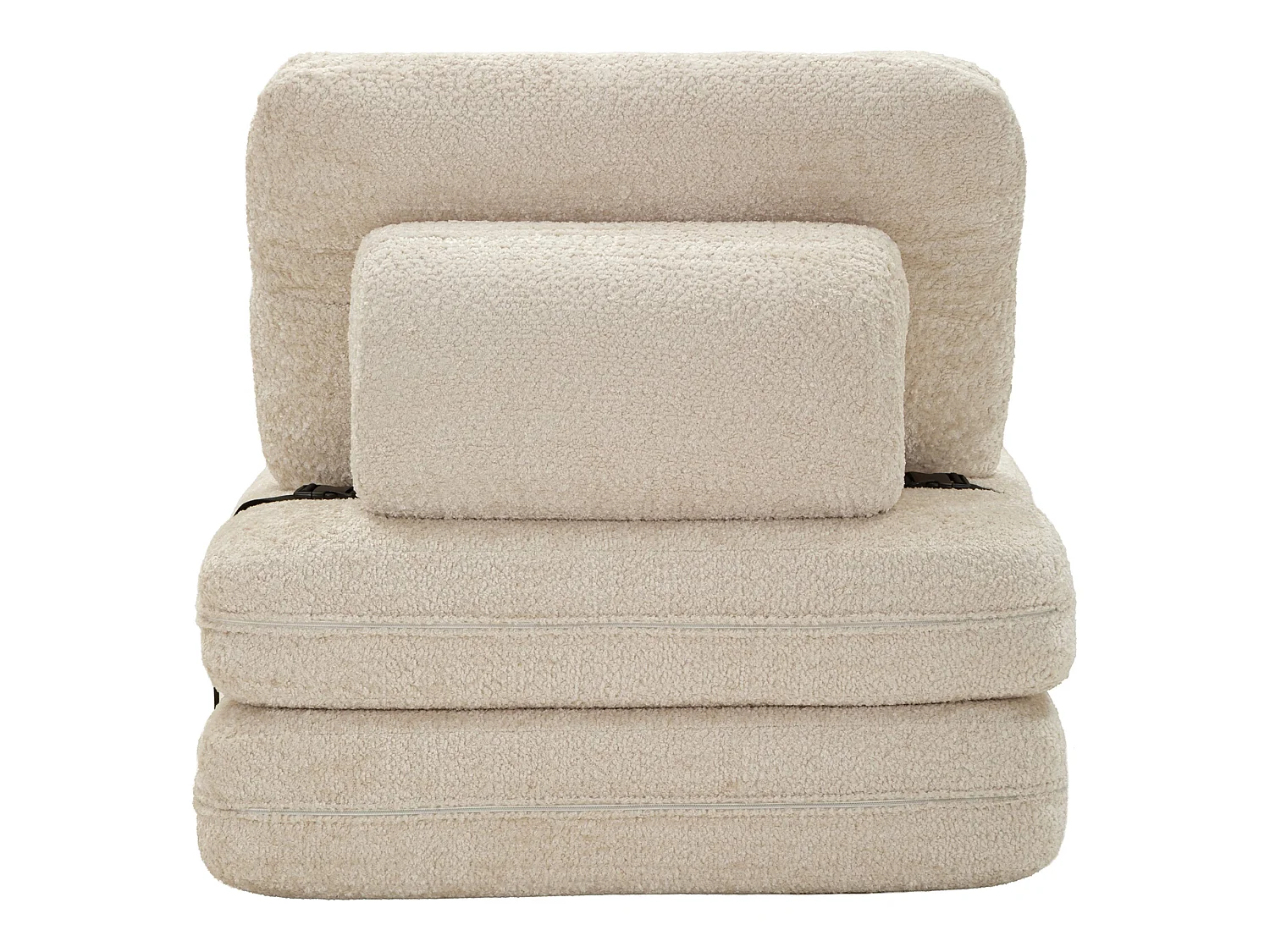 Poltrona Abyane, Reclinabile, 31x31x97h cm Bianco, Poltroncina, Trasformabile in Letto, Rivestimento in Tessuto Bouclè, Materiale Struttura in Tessuto