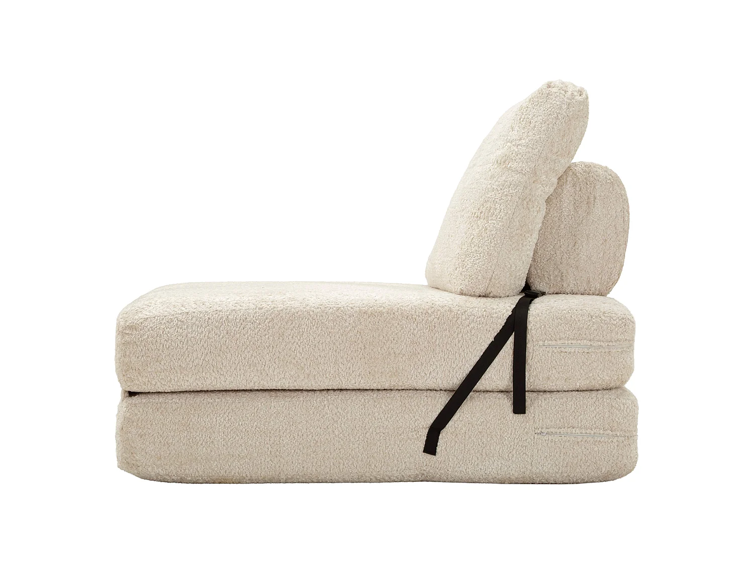 Poltrona Abyane, Reclinabile, 31x31x97h cm Bianco, Poltroncina, Trasformabile in Letto, Rivestimento in Tessuto Bouclè, Materiale Struttura in Tessuto