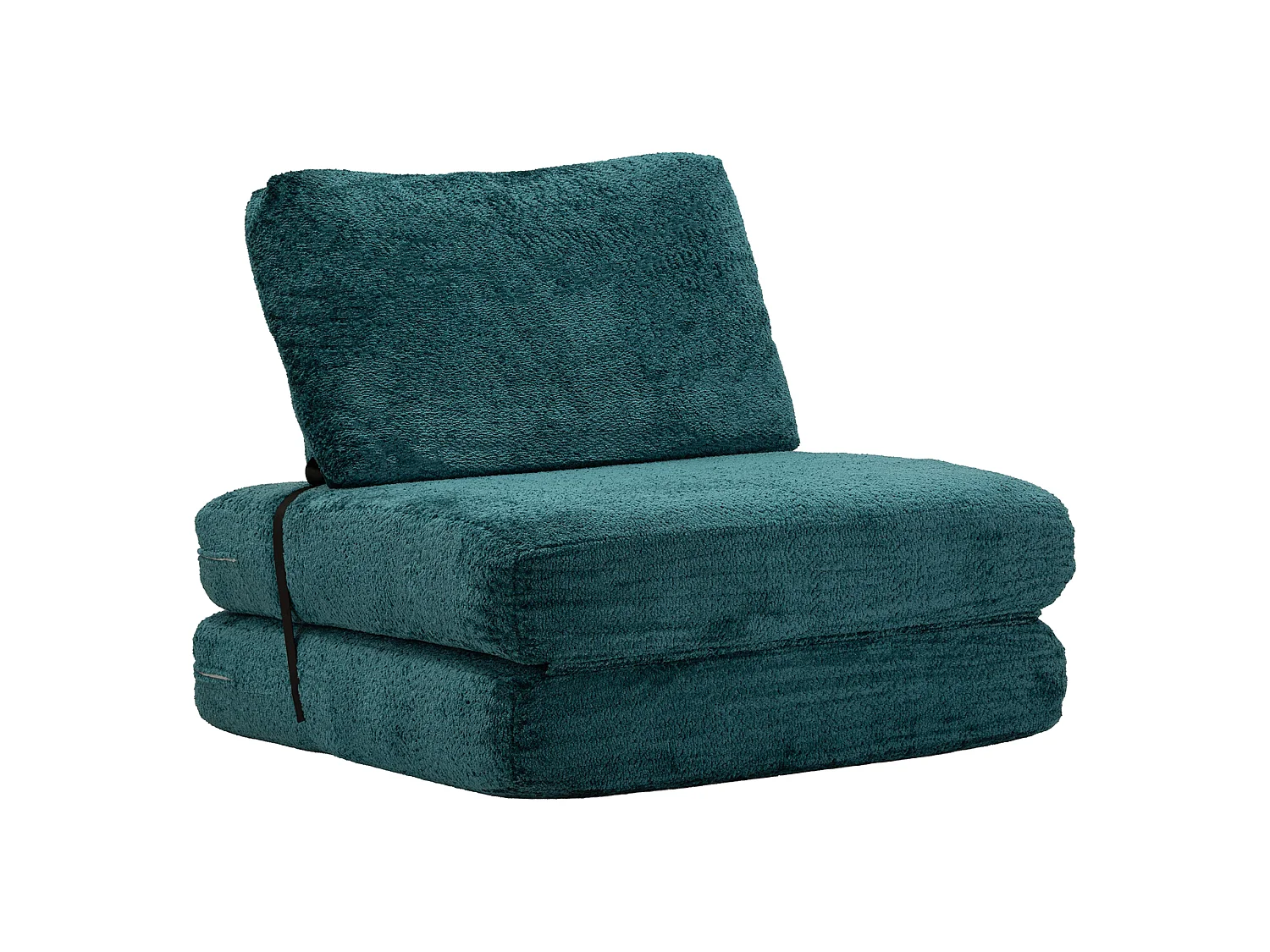 Poltrona Abyane, Trasformabile in Letto, Rivestimento in Tessuto Bouclè, 31x31x97h cm Verde Petrolio, Poltroncina, Reclinabile