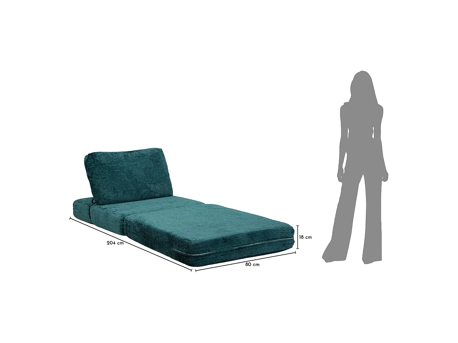 Poltrona Abyane, Trasformabile in Letto, Rivestimento in Tessuto Bouclè, 31x31x97h cm Verde Petrolio, Poltroncina, Reclinabile