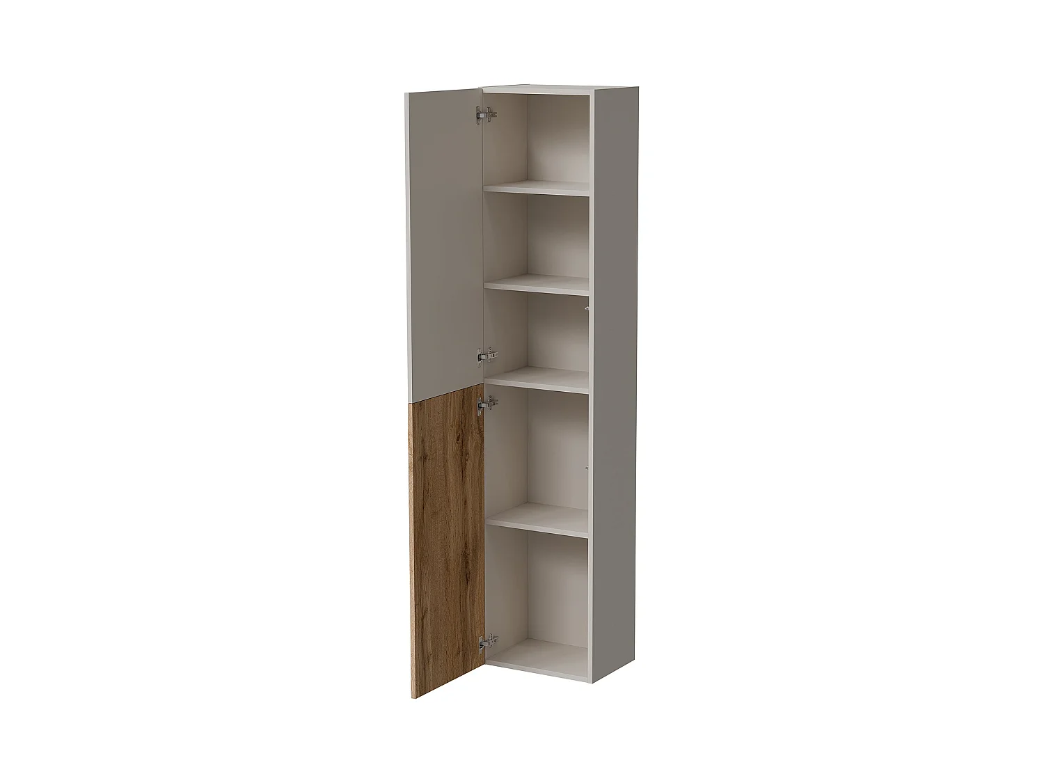 Vitrine Tabua, 4 Étagères, 29.8x39.9x180h cm Beige, Meuble Présentoir