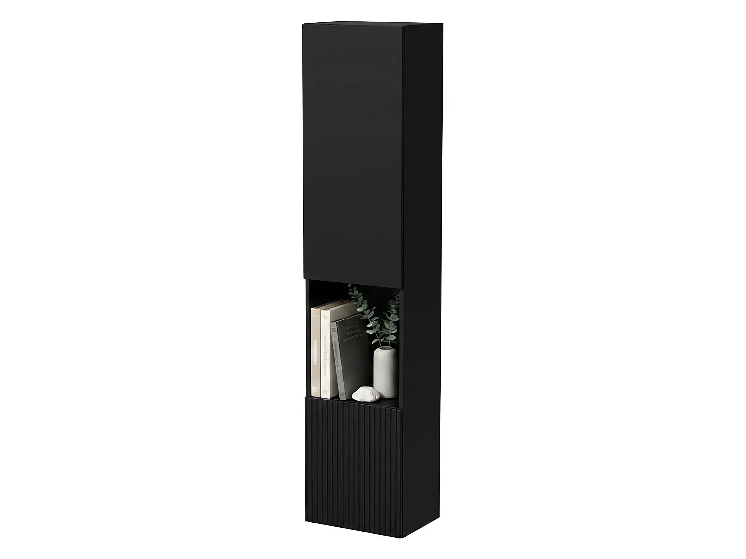 Vitrine Azere, 4 Étagères, 29,8x39,9x180h cm Gris Anthracite, Meuble d'Exposition