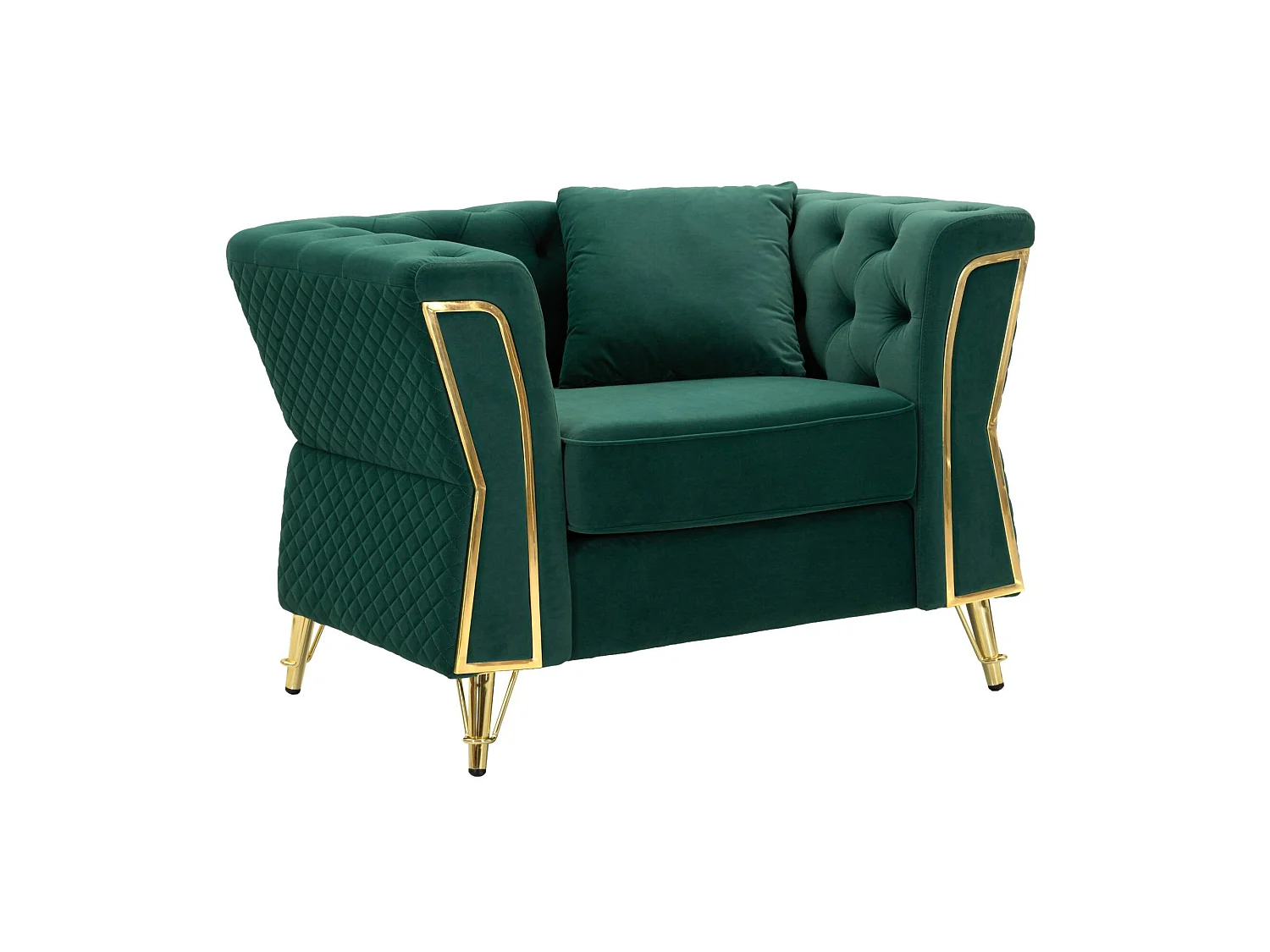 Gabbiano fauteuil, armleuningen, 104x83x76h cm groen, fauteuil, draagvermogen 200 kg, framekleur goud