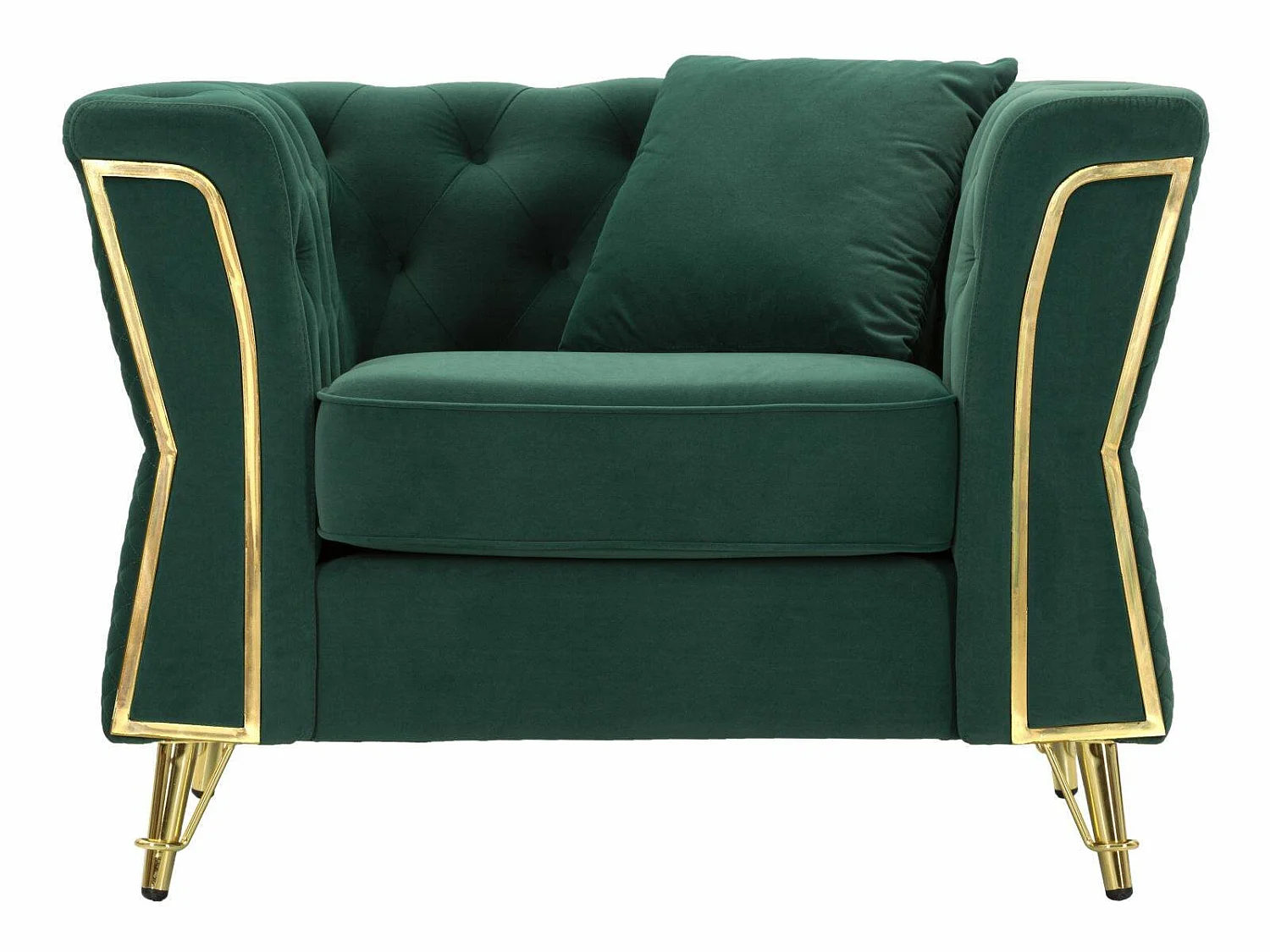 Gabbiano fauteuil, armleuningen, 104x83x76h cm groen, fauteuil, draagvermogen 200 kg, framekleur goud