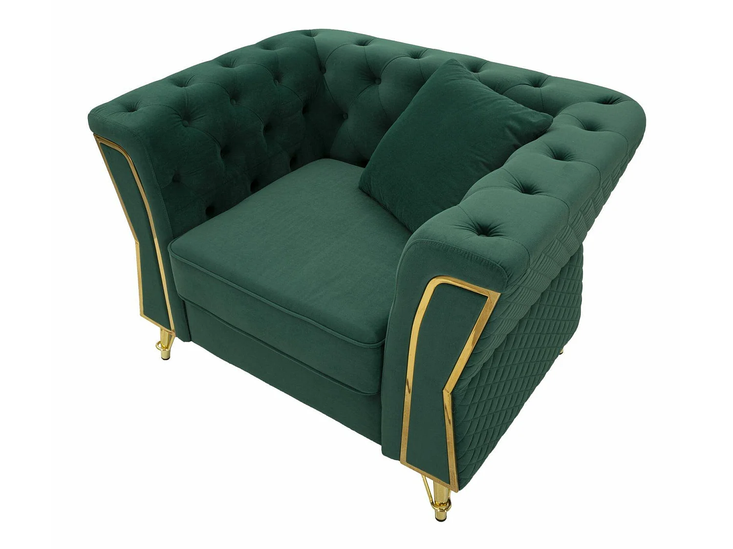 Gabbiano fauteuil, armleuningen, 104x83x76h cm groen, fauteuil, draagvermogen 200 kg, framekleur goud