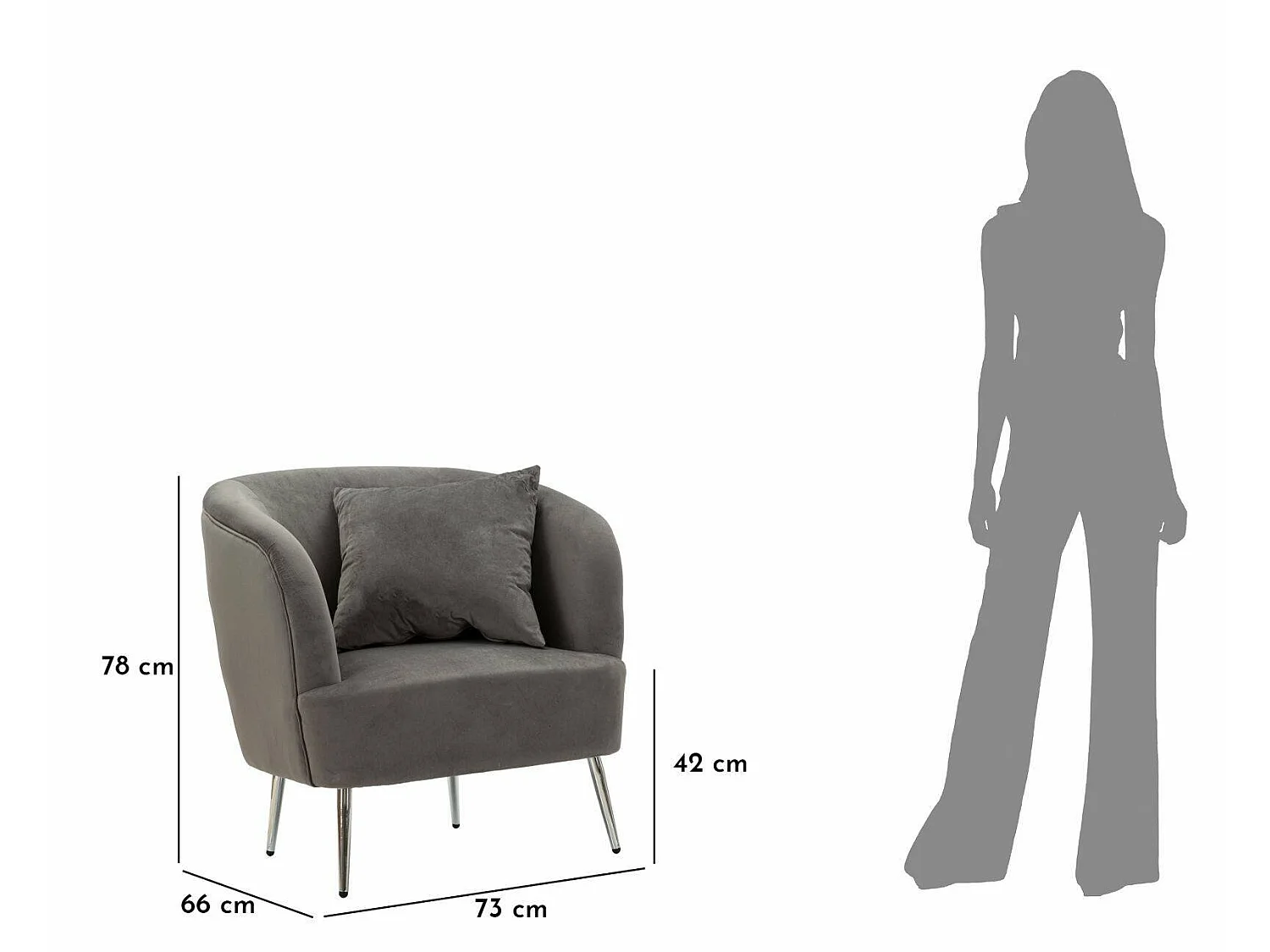 Fauteuil Landi, accoudoirs, argent