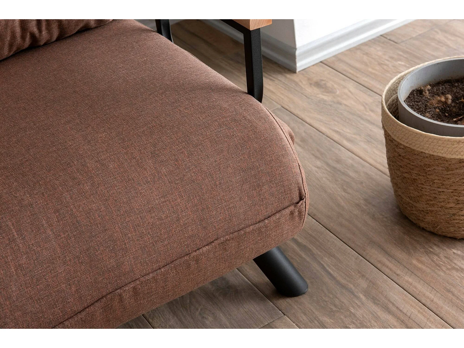 Poltrona Keoni, Reclinabile, 60x78x78h cm Marrone Sabbia, Poltroncina, Braccioli, Peso Supportato 100 kg