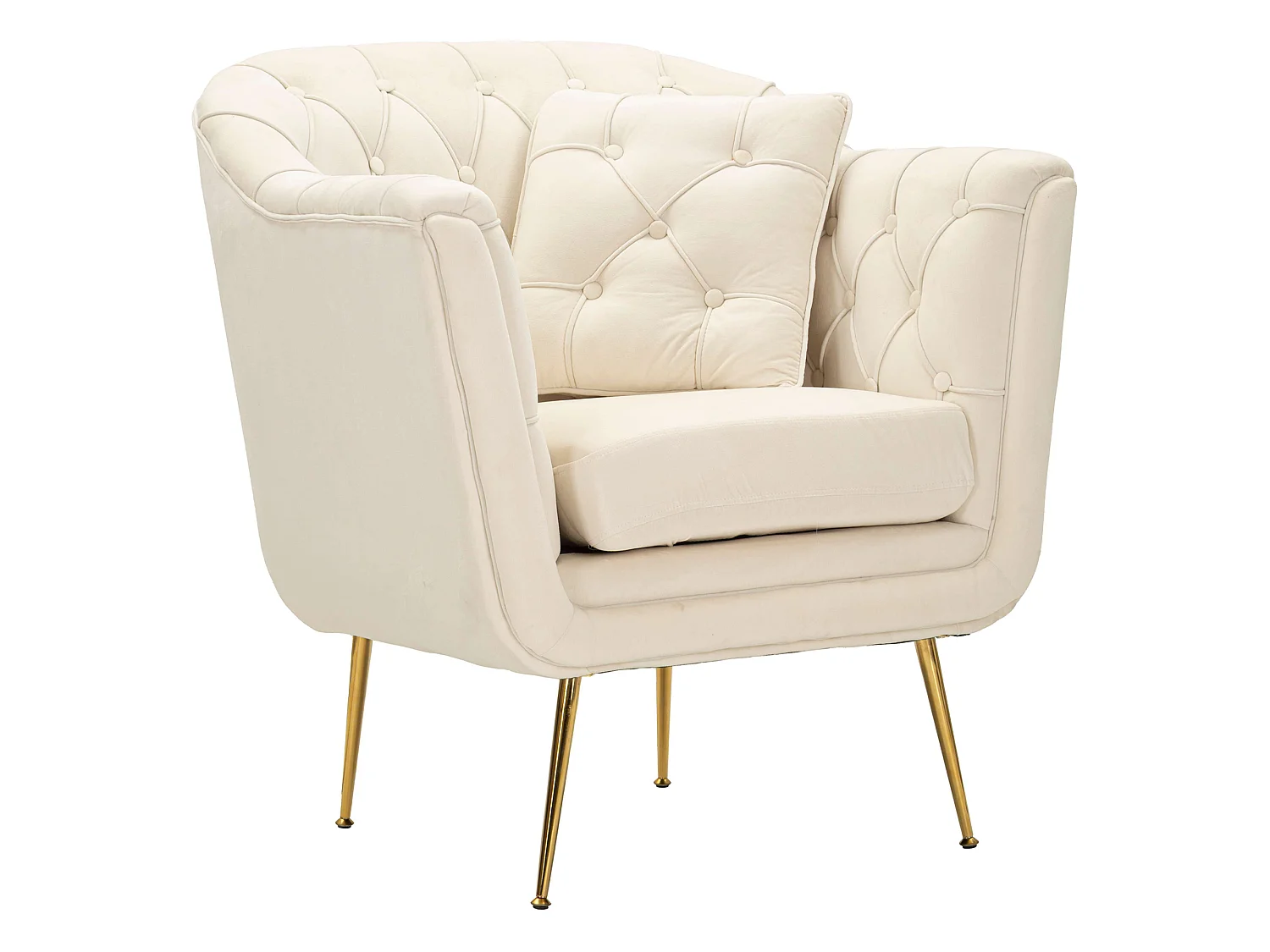 Fauteuil Turtuk, avec Coussin, 88x83x91h cm Blanc Crème, Petit Fauteuil, Accoudoirs, Nuance de Couleur Structure Crème