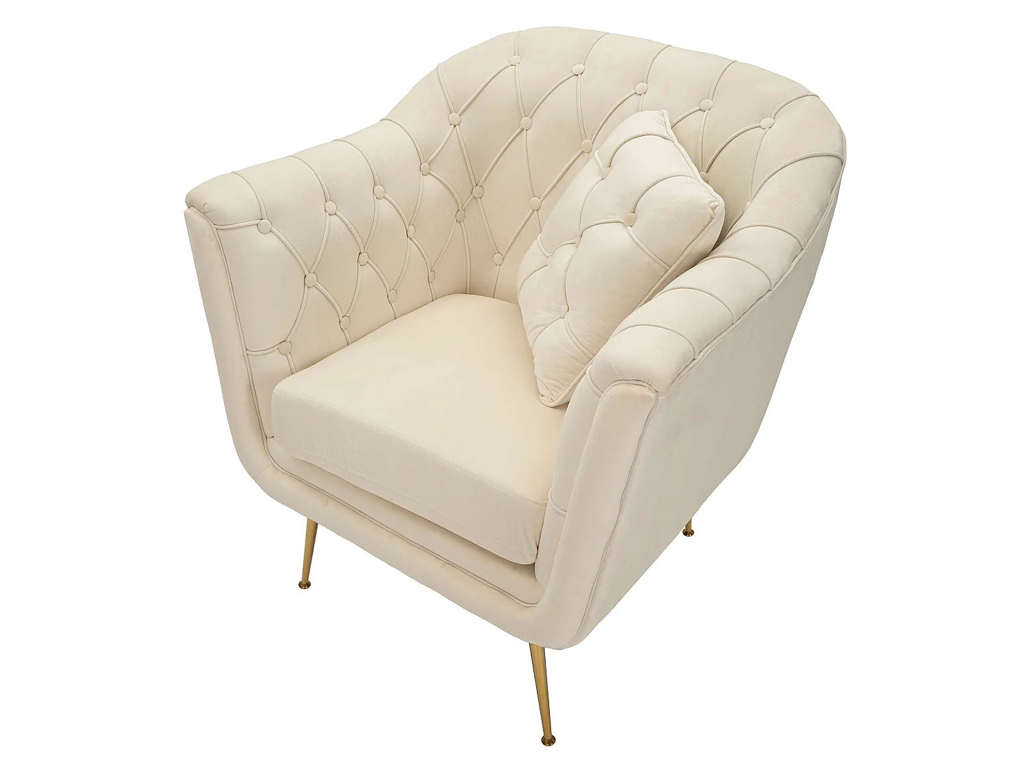 Fauteuil Turtuk, avec Coussin, 88x83x91h cm Blanc Crème, Petit Fauteuil, Accoudoirs, Nuance de Couleur Structure Crème