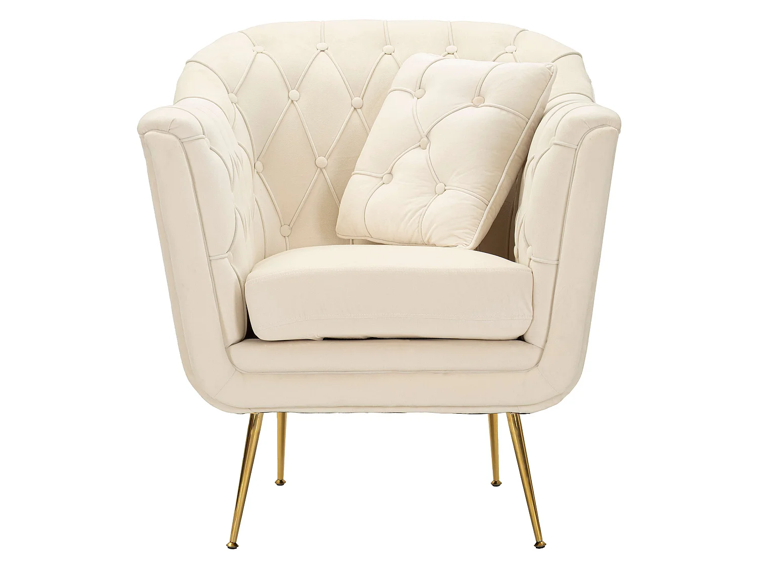 Fauteuil Turtuk, avec Coussin, 88x83x91h cm Blanc Crème, Petit Fauteuil, Accoudoirs, Nuance de Couleur Structure Crème