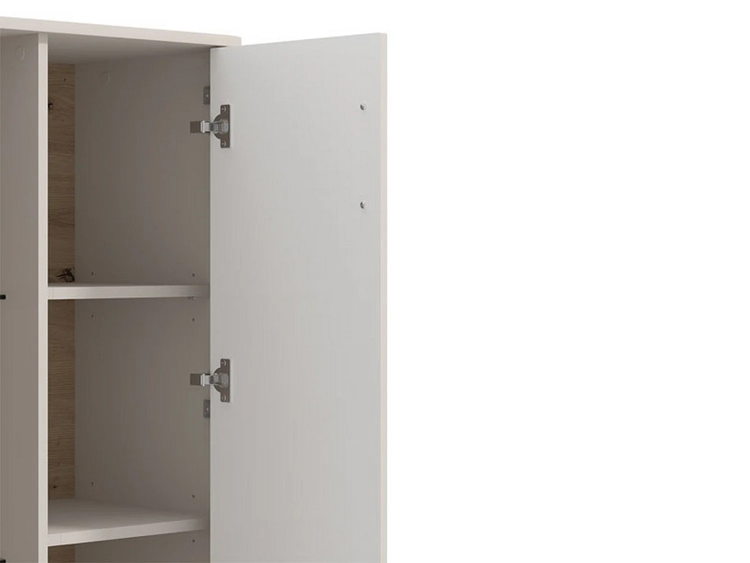 Vitrine Castella, 4 Regalböden, 90x40x117h cm Beige, Präsentationsmöbel, Flügeltüren, 2 Türen