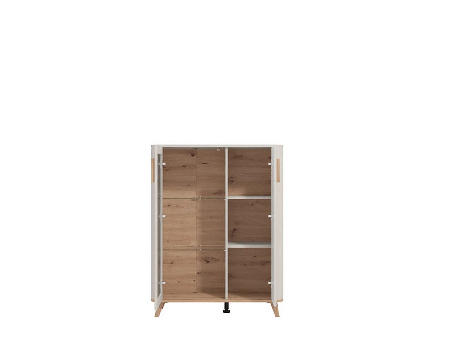 Vitrine Castella, 4 Regalböden, 90x40x117h cm Beige, Präsentationsmöbel, Flügeltüren, 2 Türen