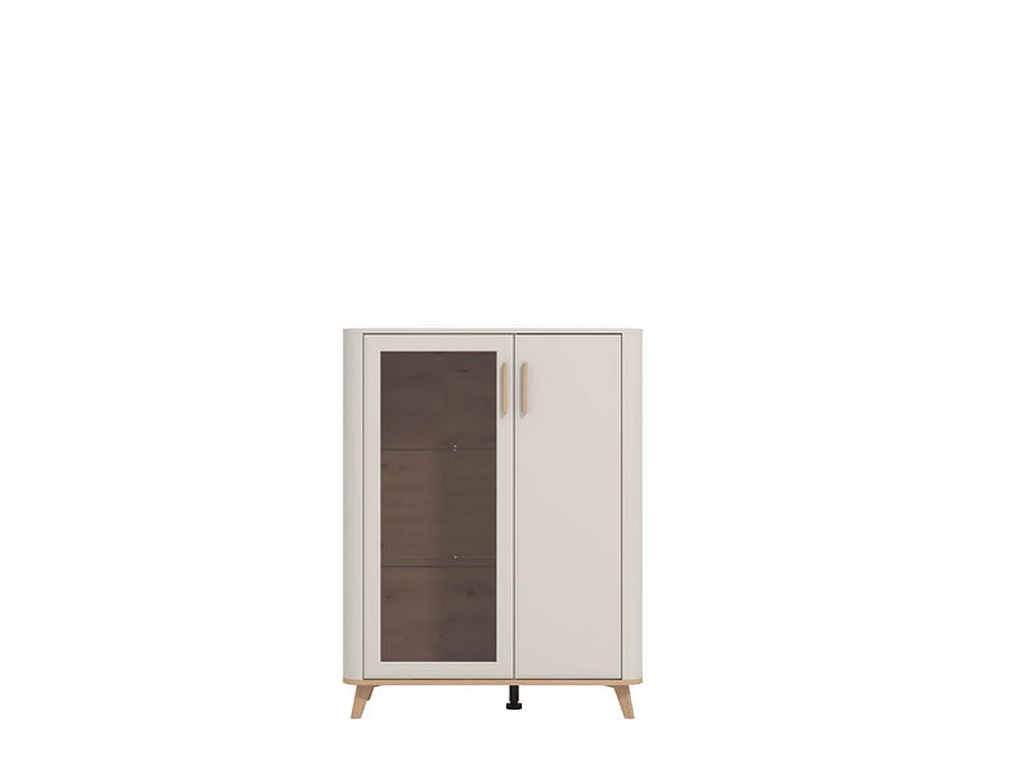 Vitrine Castella, 4 Regalböden, 90x40x117h cm Beige, Präsentationsmöbel, Flügeltüren, 2 Türen